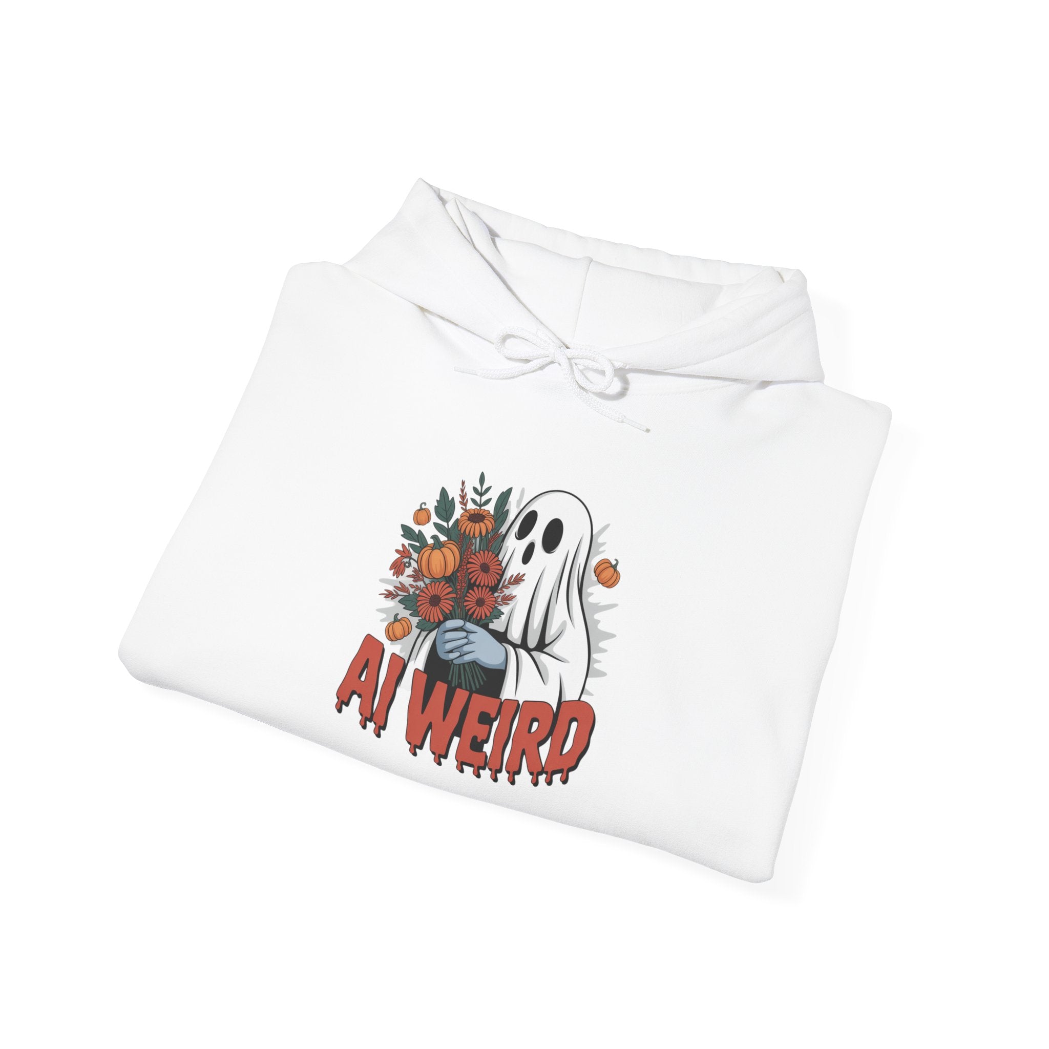 AI WEIRD  "Glitch Garden Ghost" Unisex Heavy Blend™ Hooded Sweatshirt