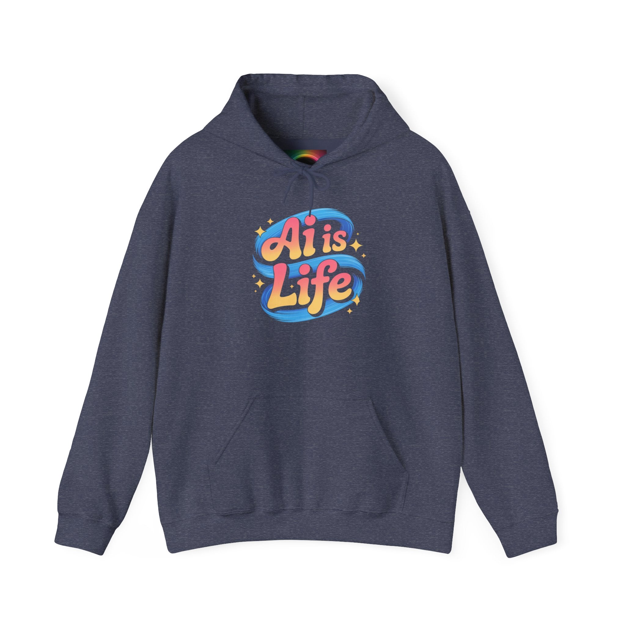 AI is Life "COSMIC SWIRL" — Retro Colorful Graphic Pullover Hoodie