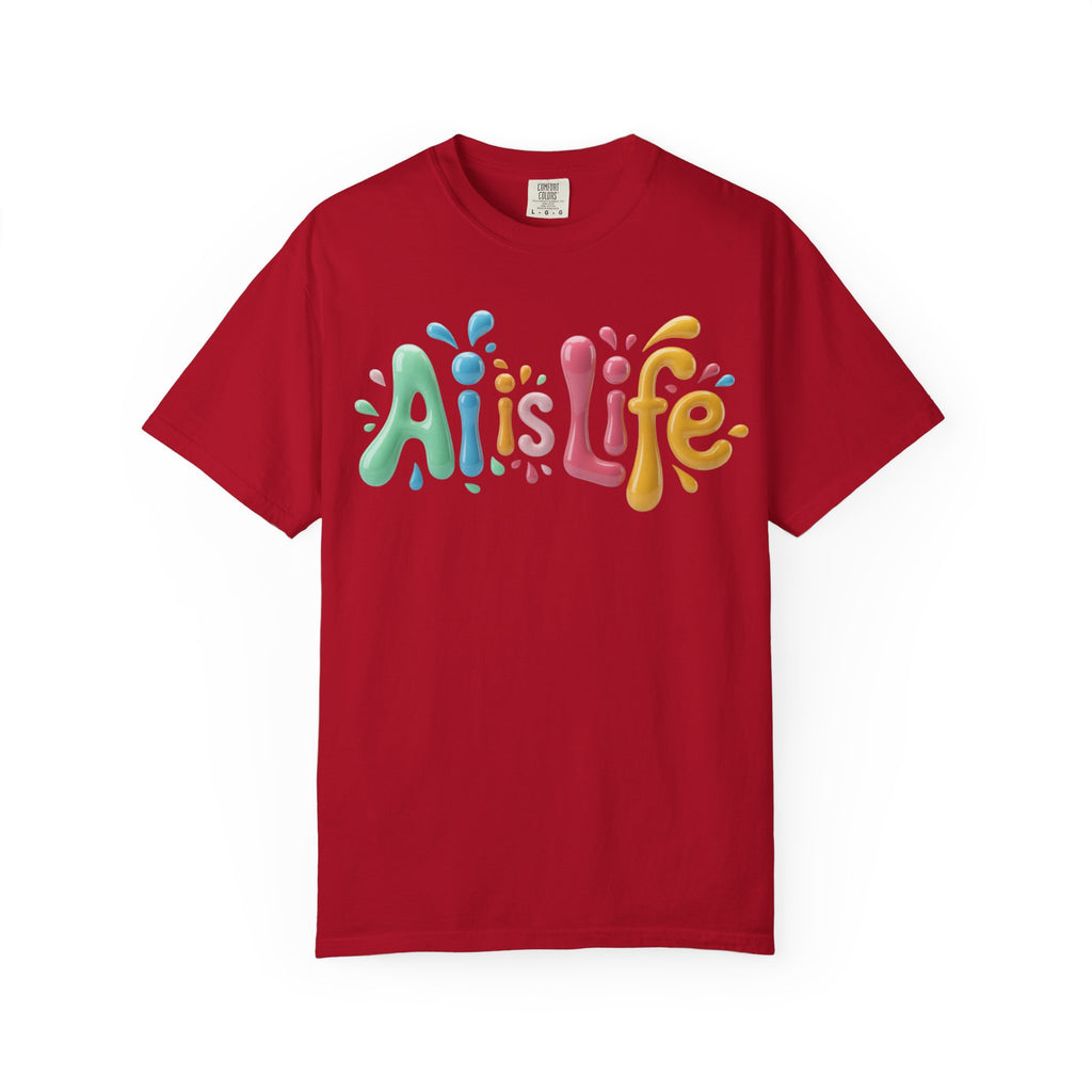 AI IS LIFE  “Colorful Circuit Pop”  Unisex Garment-Dyed T-shirt