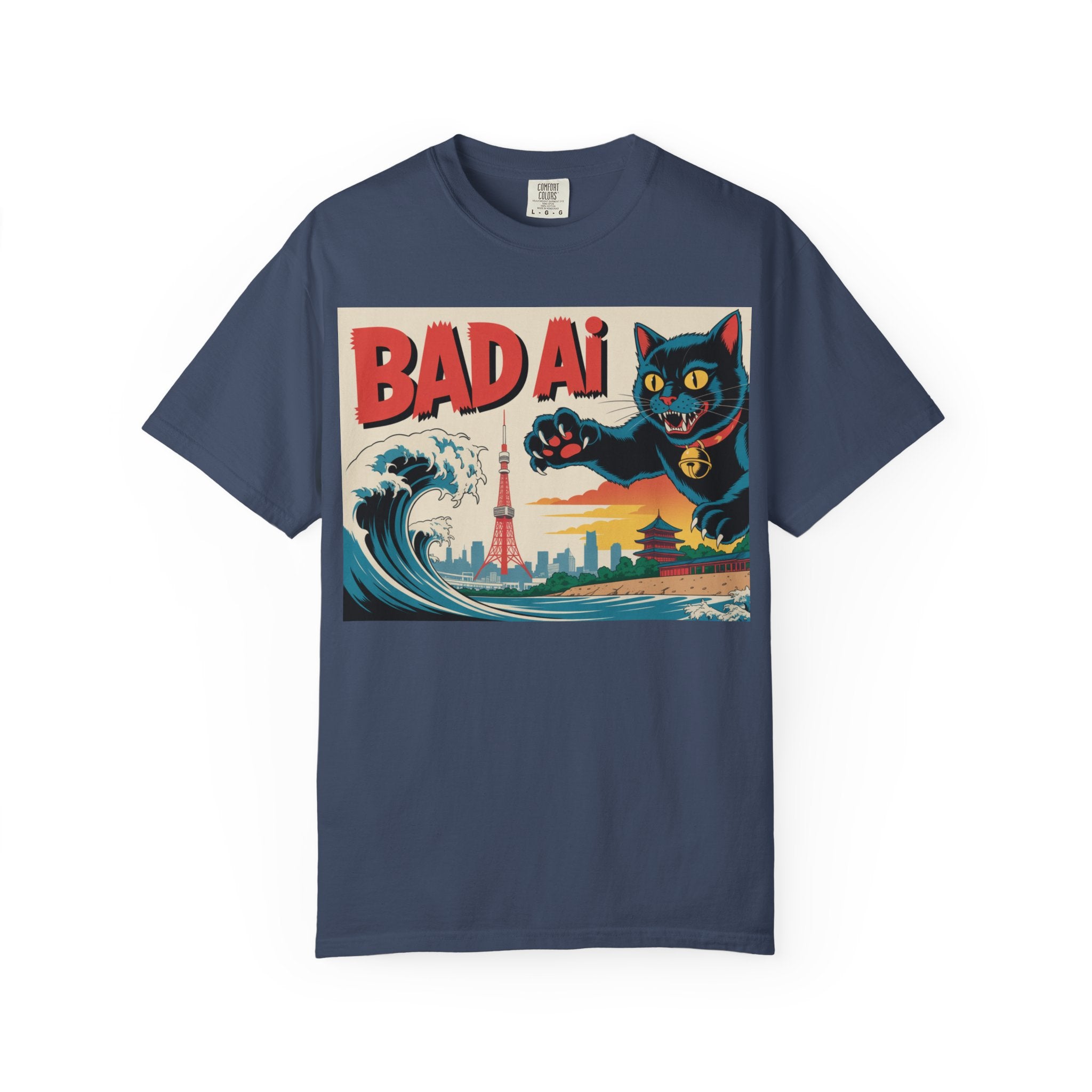 BAD AI  " Kaiju Kitty "  Unisex Garment-Dyed T-shirt