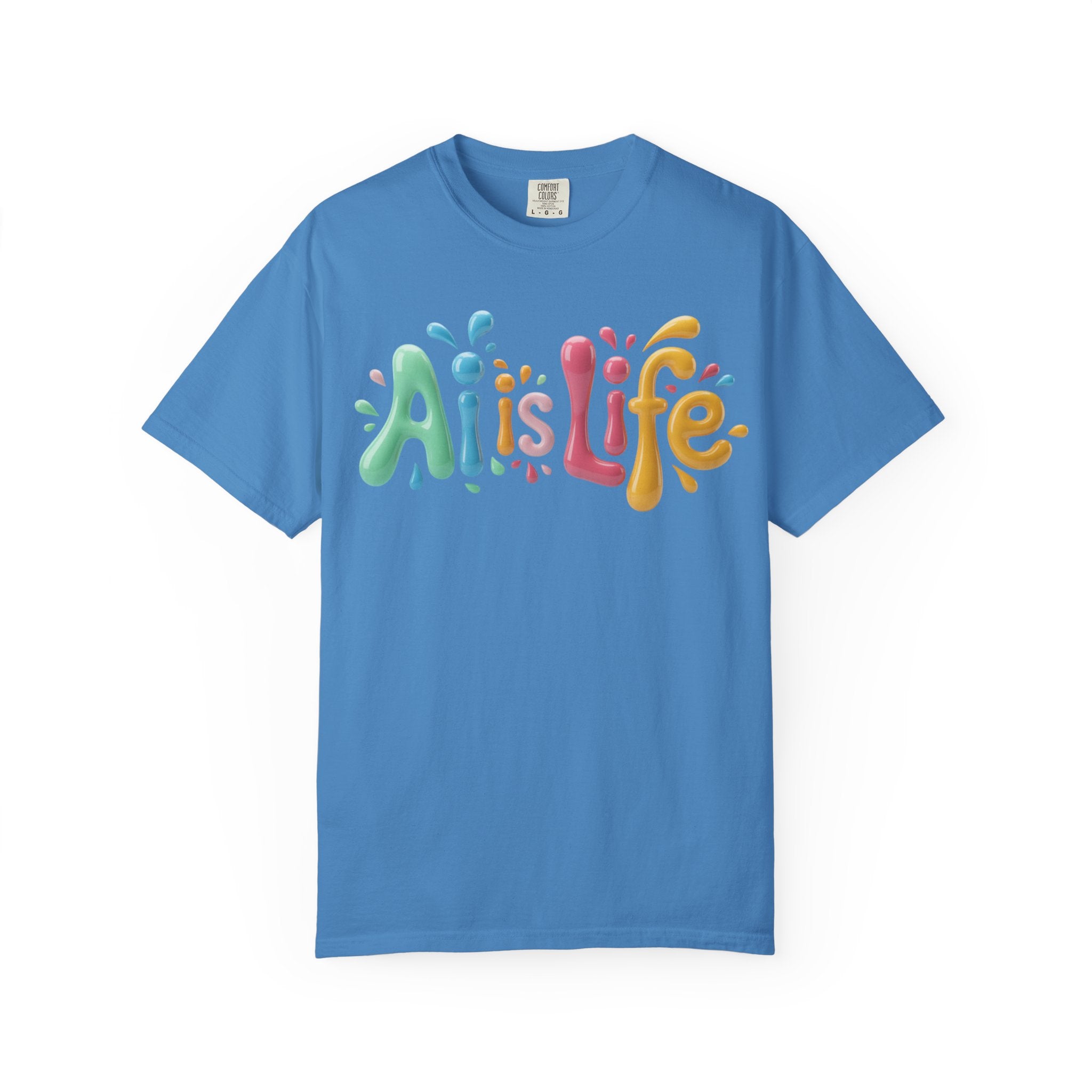 AI IS LIFE  “Colorful Circuit Pop”  Unisex Garment-Dyed T-shirt