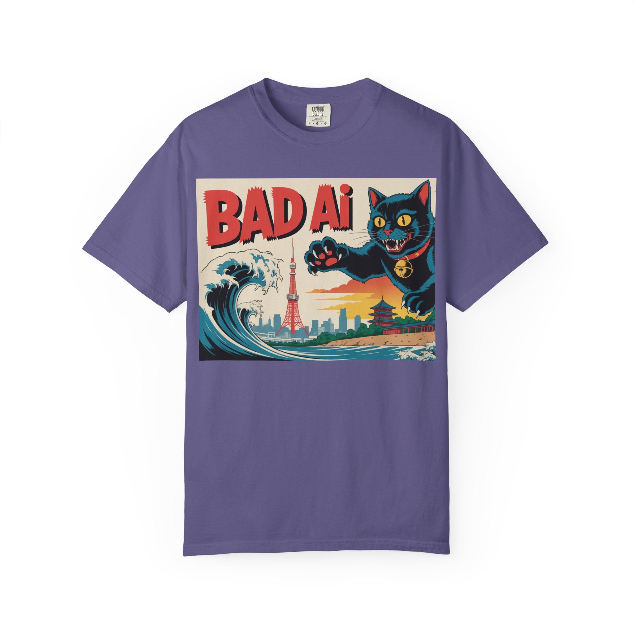BAD AI  " Kaiju Kitty "  Unisex Garment-Dyed T-shirt