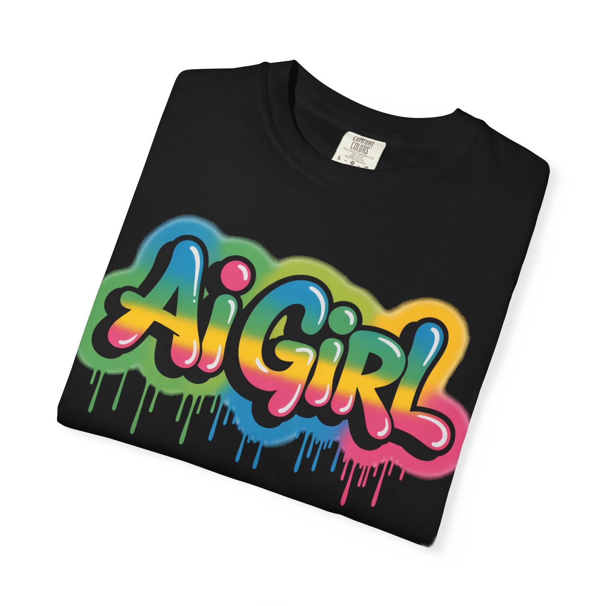 Ai Girl  "Graffiti Glow " Unisex Heavy Blend Garment-Dyed T-shirt