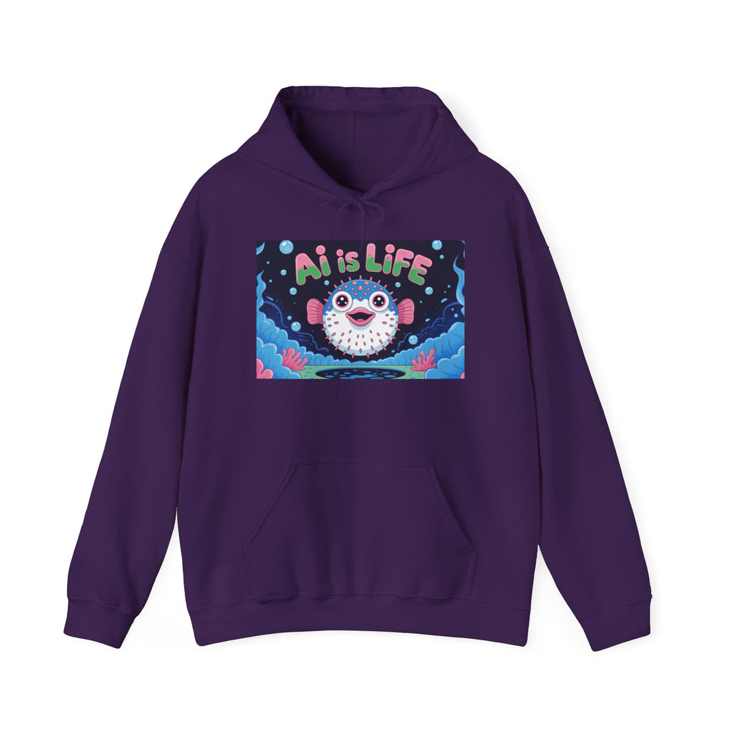 AI is LIFE “Happy Blowfish Energy” Unisex Heavy Blend™ Hooded Sweatshirt
