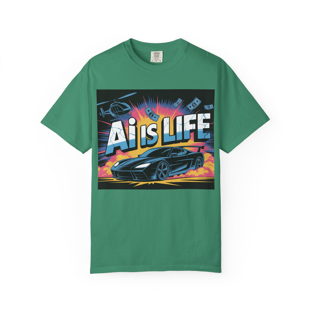 AI Is Life  "Action Mode"  Unisex Garment-Dyed T-shirt
