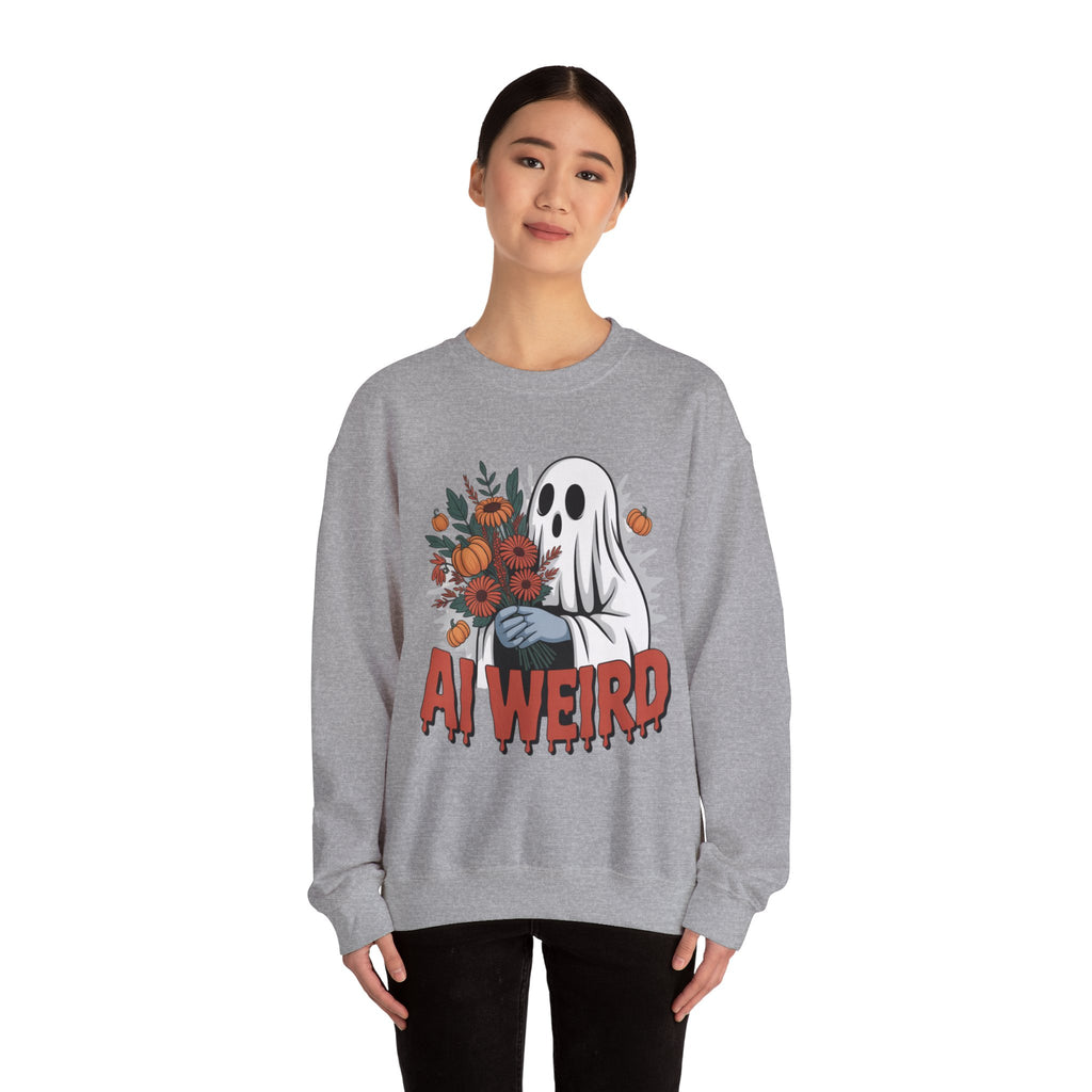 AI Weird "Glitch Garden  Ghost" Unisex Garment-Dyed Sweatshirt