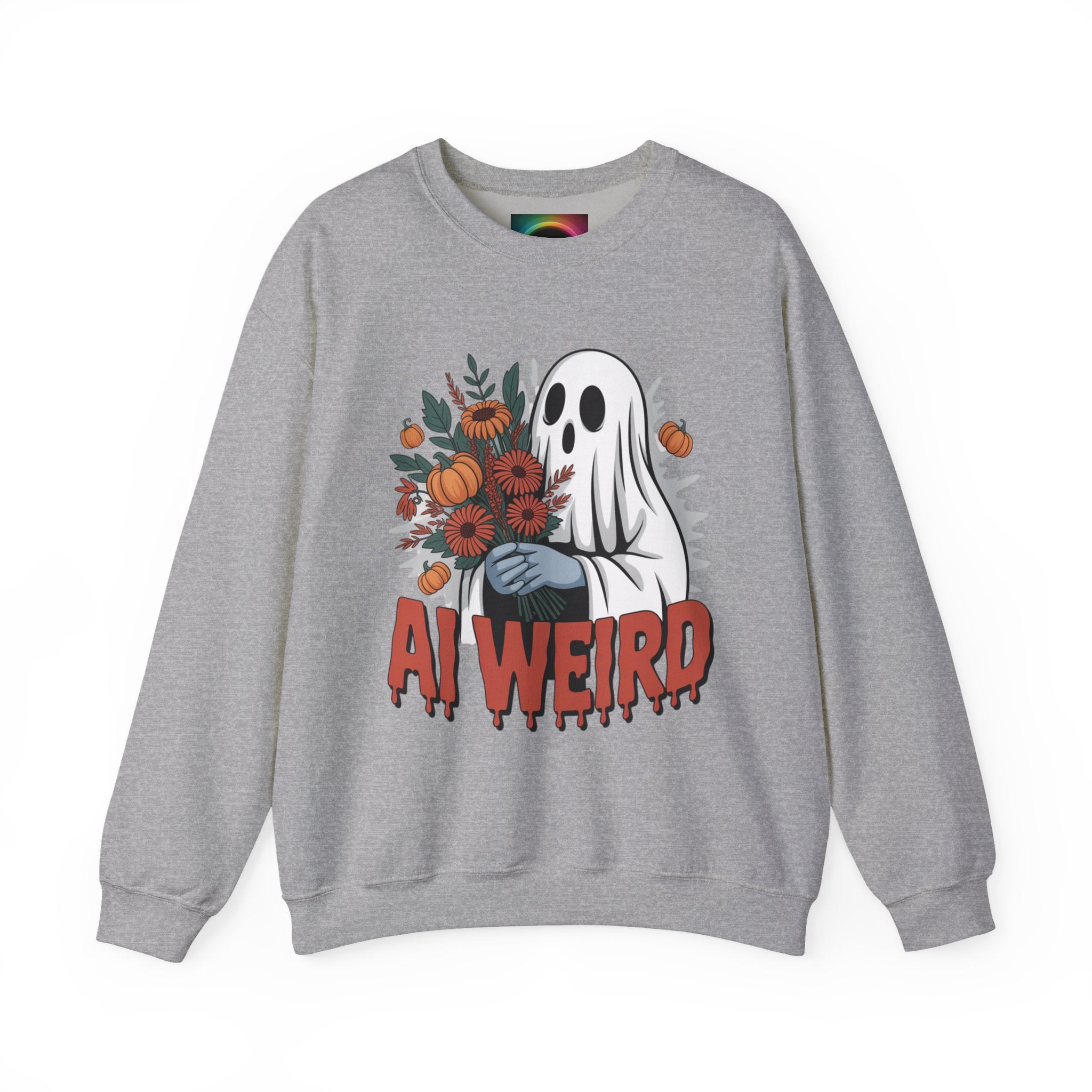 AI Weird "Glitch Garden  Ghost" Unisex Garment-Dyed Sweatshirt