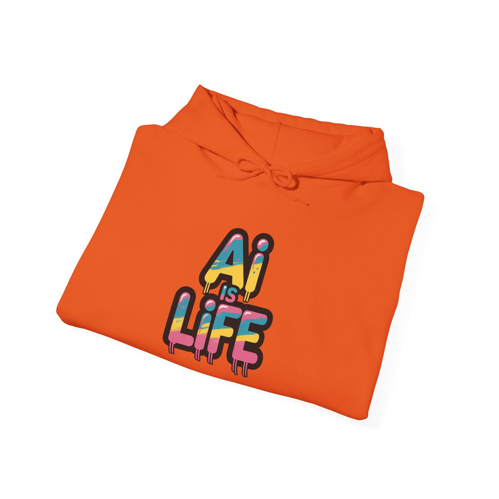 AI IS LIFE " Neon Circuit "  Unisex Heavy Blend™ Hooded Sweatshirt
