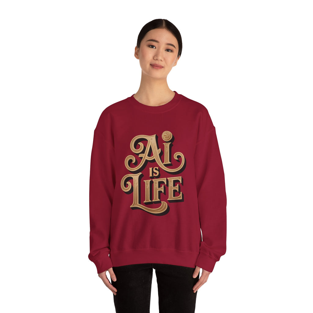 AI IS LIFE  "Golden Neuralwave"  Unisex Heavy Blend™ Crewneck Sweatshirt