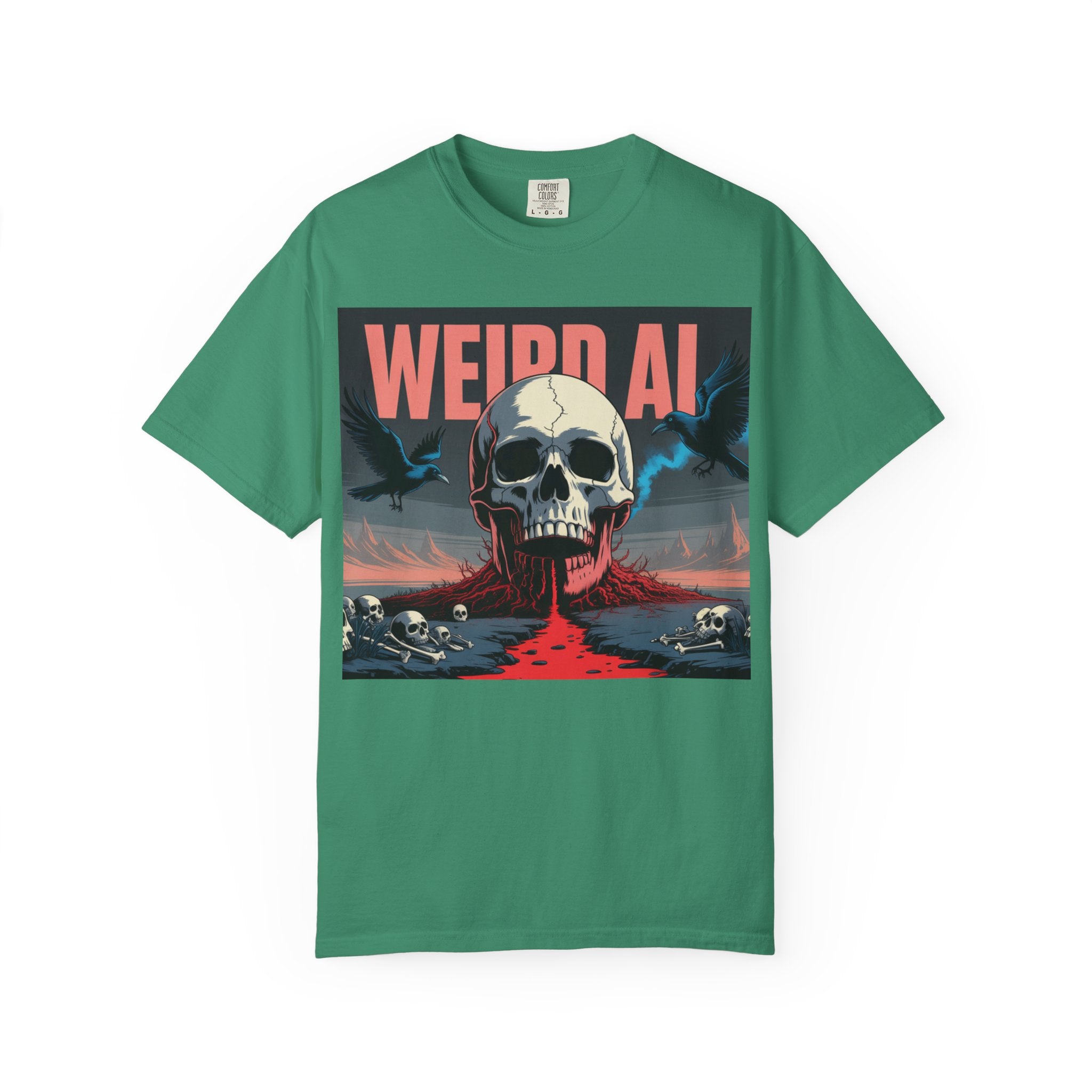 Weird AI  "Skeleton Volcano Edition”  Unisex Garment-Dyed T-shirt
