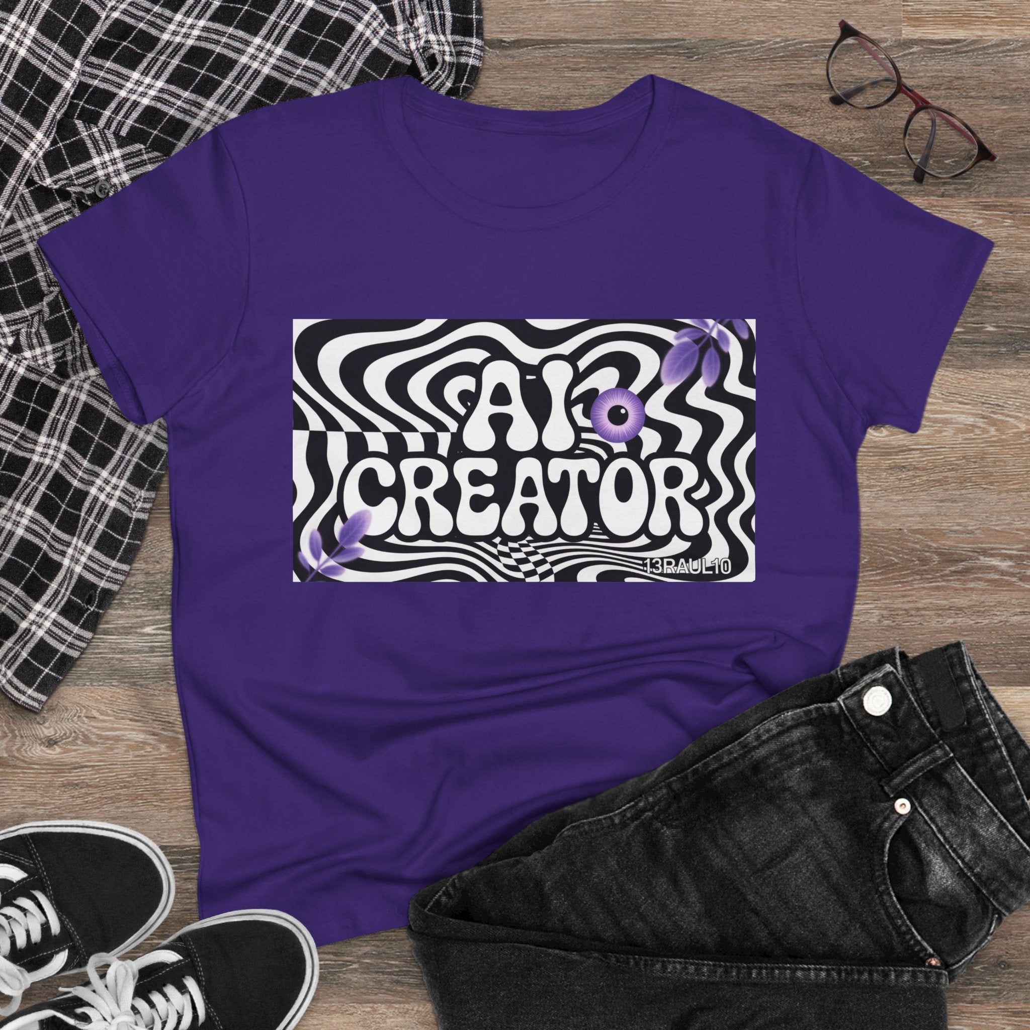 AI Creator  "Optic Loop" Women's Midweight Cotton Tee