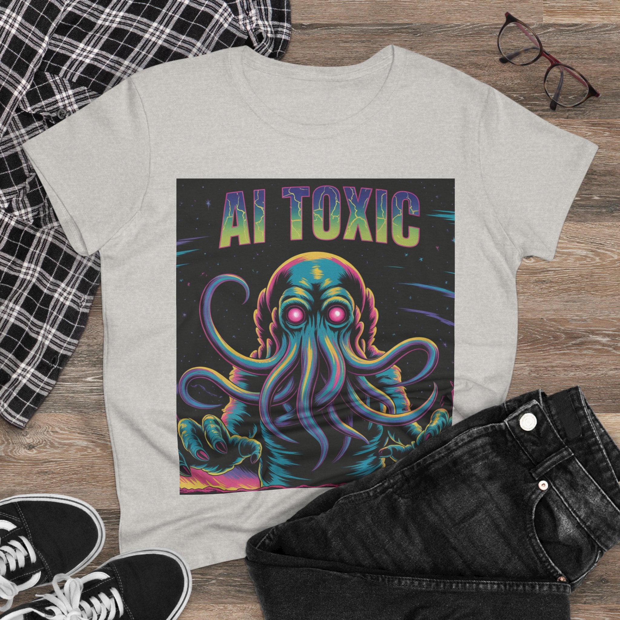 AI TOXIC  "Data Overlord" Women's Midweight Cotton Tee