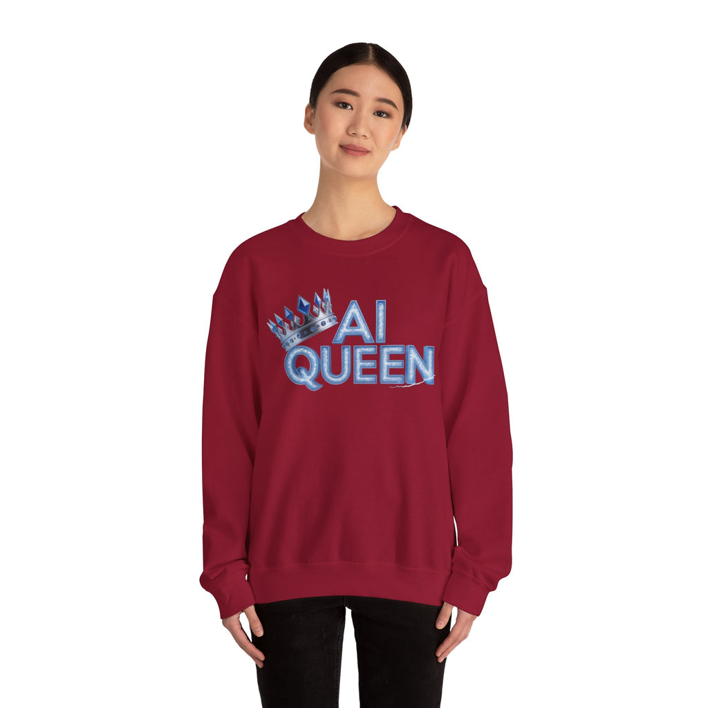 AI Queen "Frost Crown Frequency" Unisex Heavy Blend™ Crewneck Sweatshirt