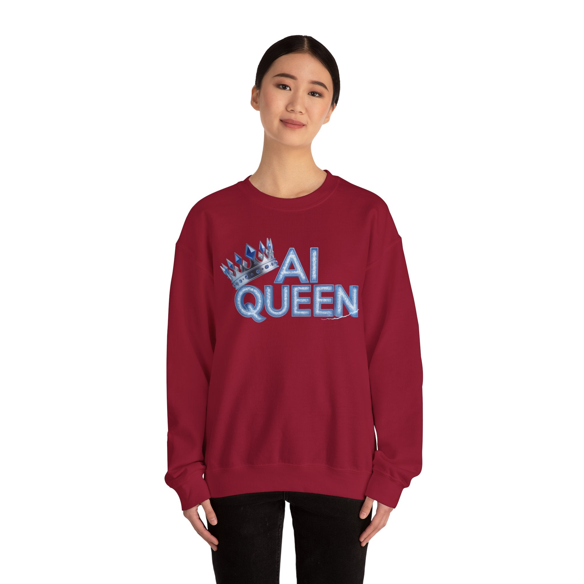 AI Queen "Frost Crown Frequency" Unisex Heavy Blend™ Crewneck Sweatshirt