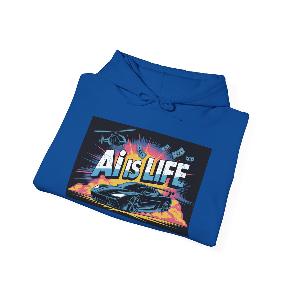 AI is LIFE " Action Mode "  Unisex Heavy Blend™ Hooded Sweatshirt