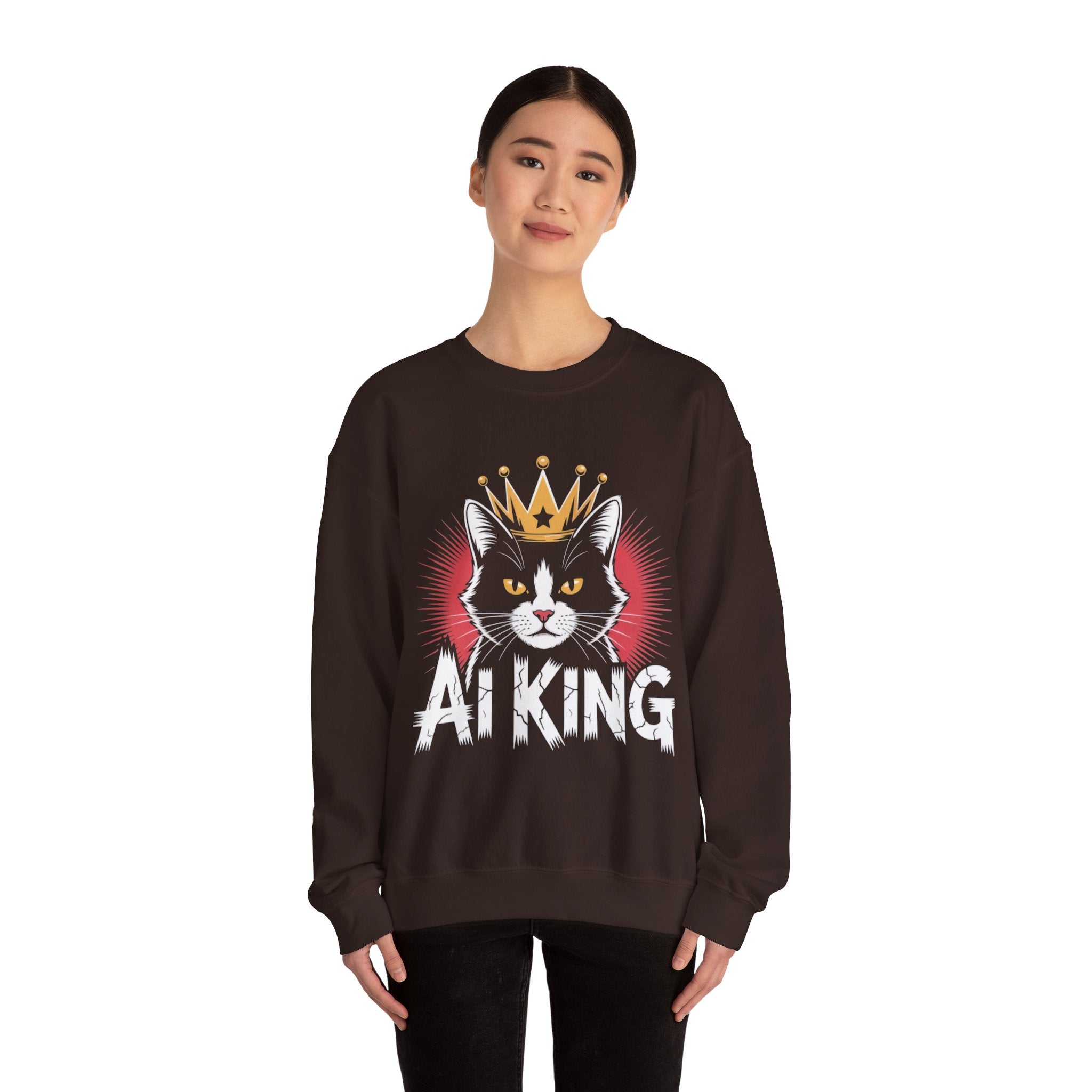 AI King  "Glitch Monarch" Unisex Heavy Blend™ Crewneck Sweatshirt