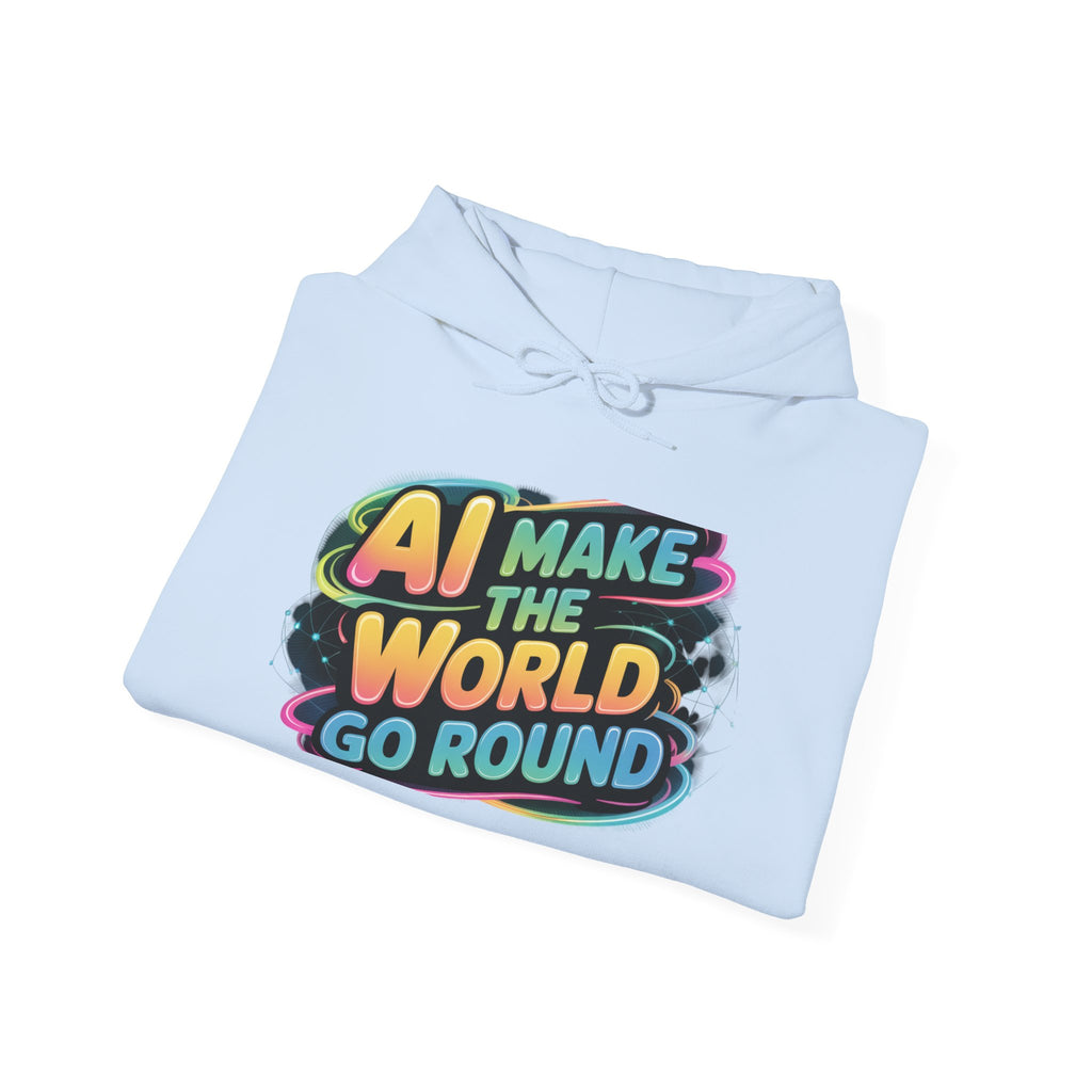 AI MAKE THE WORLD GO ROUND  "Techno Orbit" Unisex Heavy Blend™ Hooded Sweatshirt
