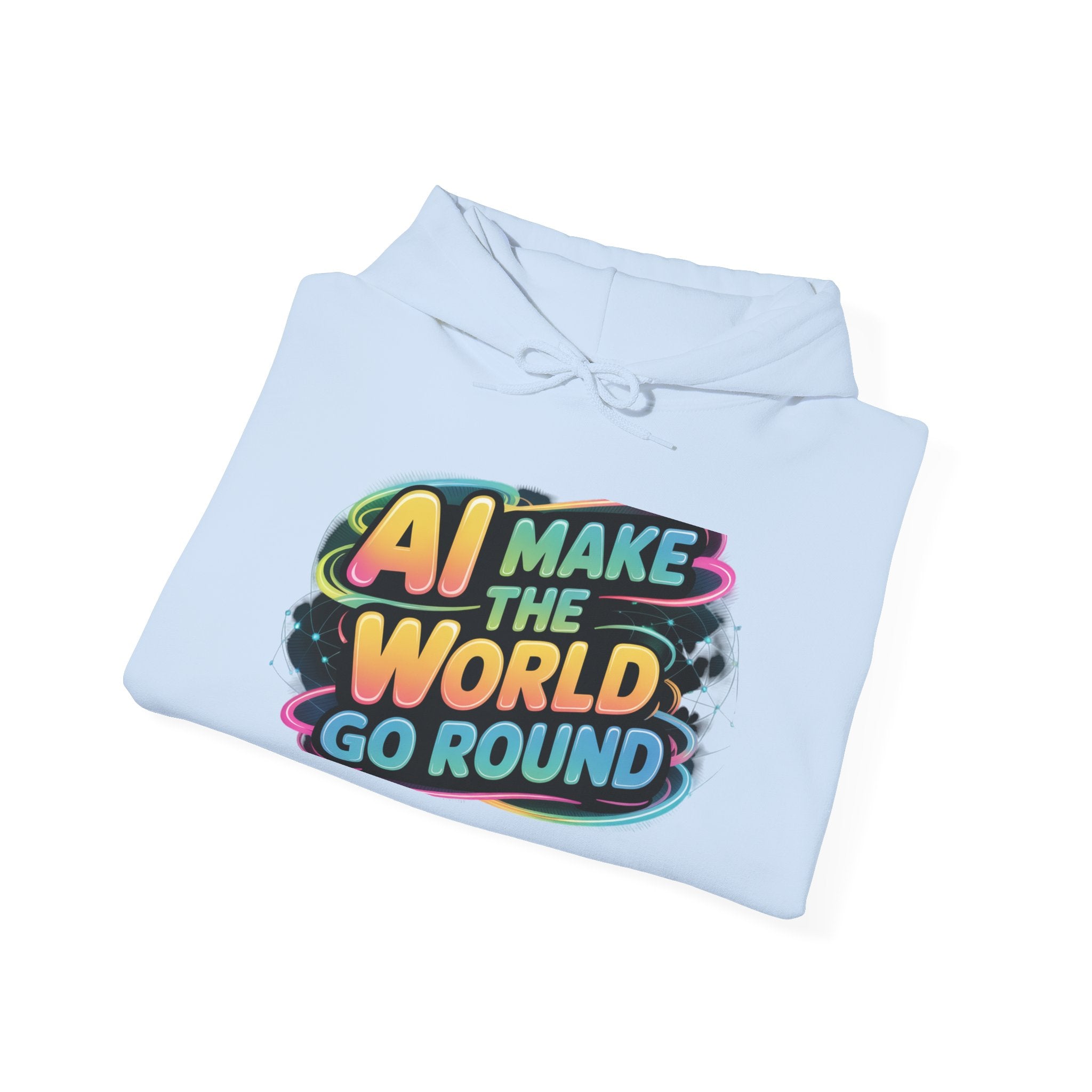 AI MAKE THE WORLD GO ROUND  "Techno Orbit" Unisex Heavy Blend™ Hooded Sweatshirt