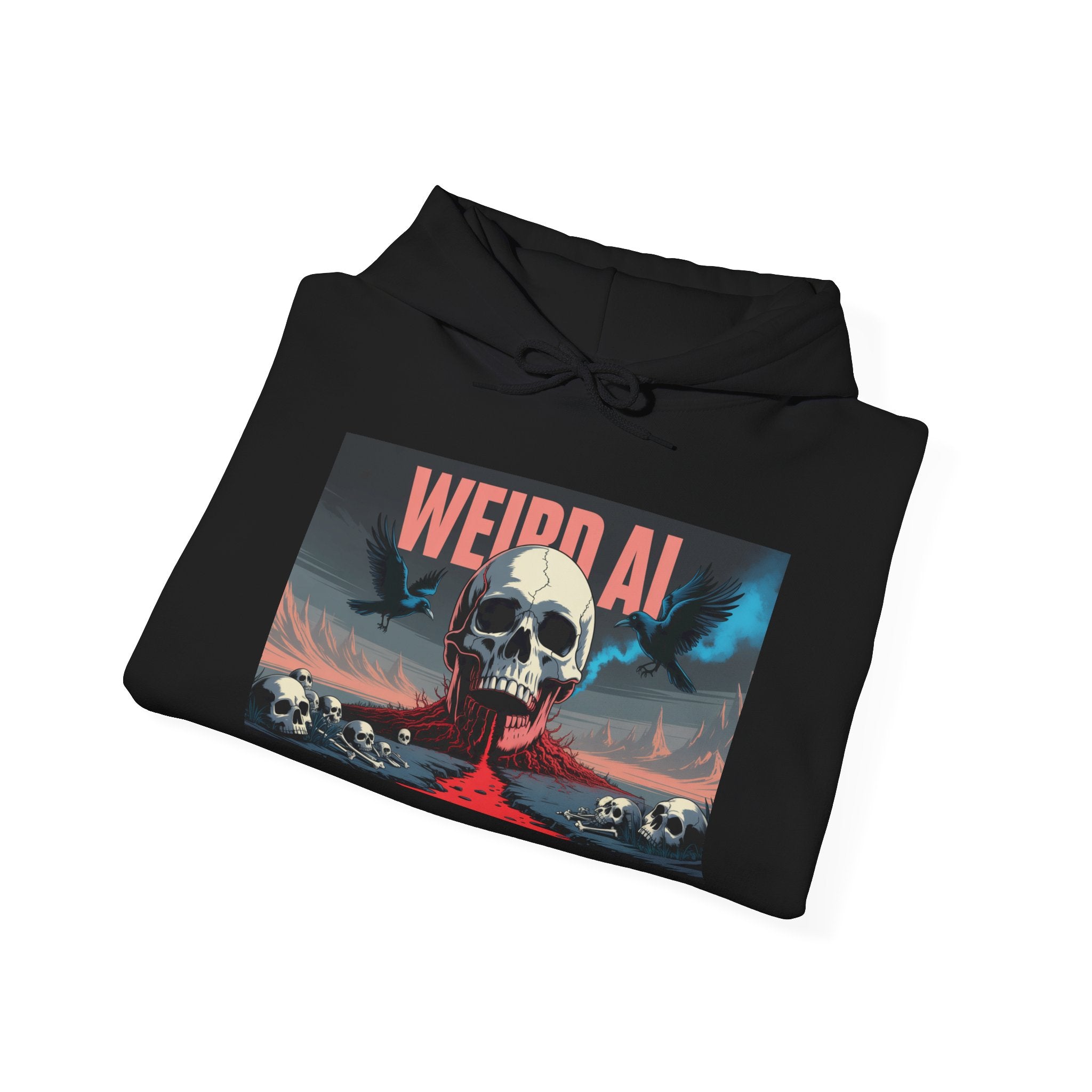 Weird AI " Skeleton Volcano Edition " Unisex Heavy Blend™ Hooded Sweatshirt