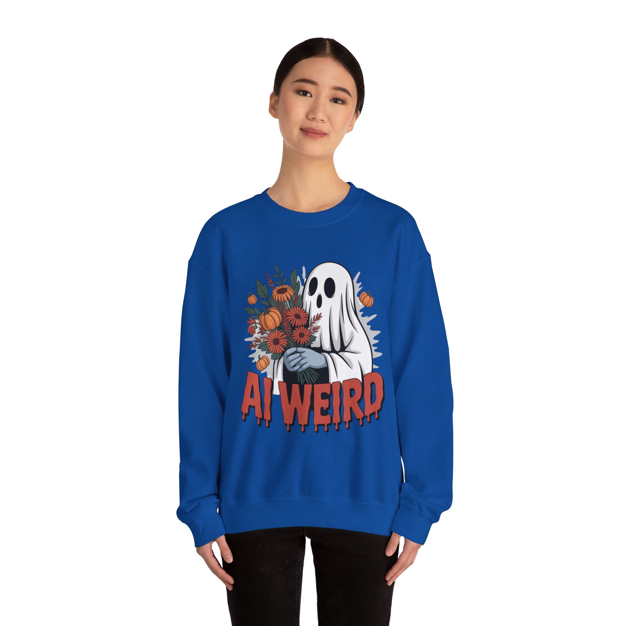 AI Weird "Glitch Garden  Ghost" Unisex Garment-Dyed Sweatshirt