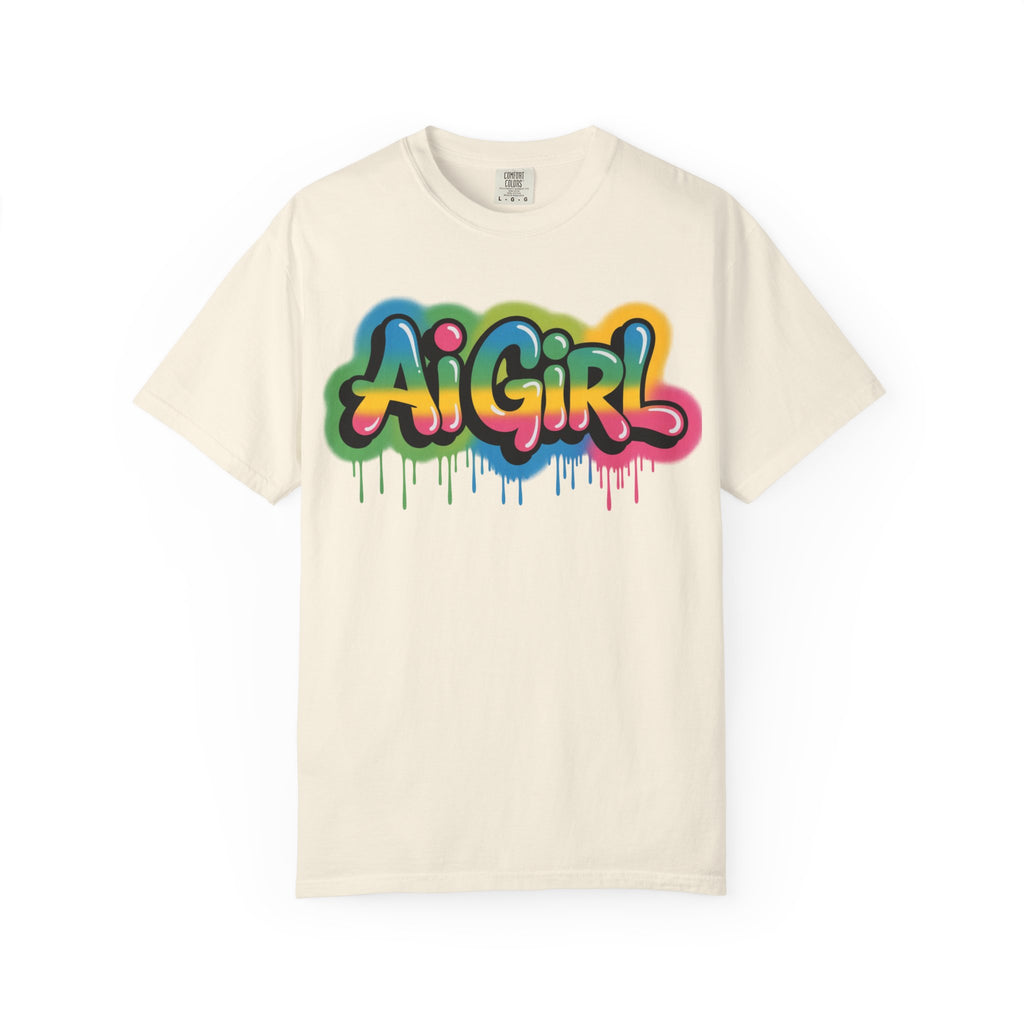 Ai Girl  "Graffiti Glow " Unisex Heavy Blend Garment-Dyed T-shirt