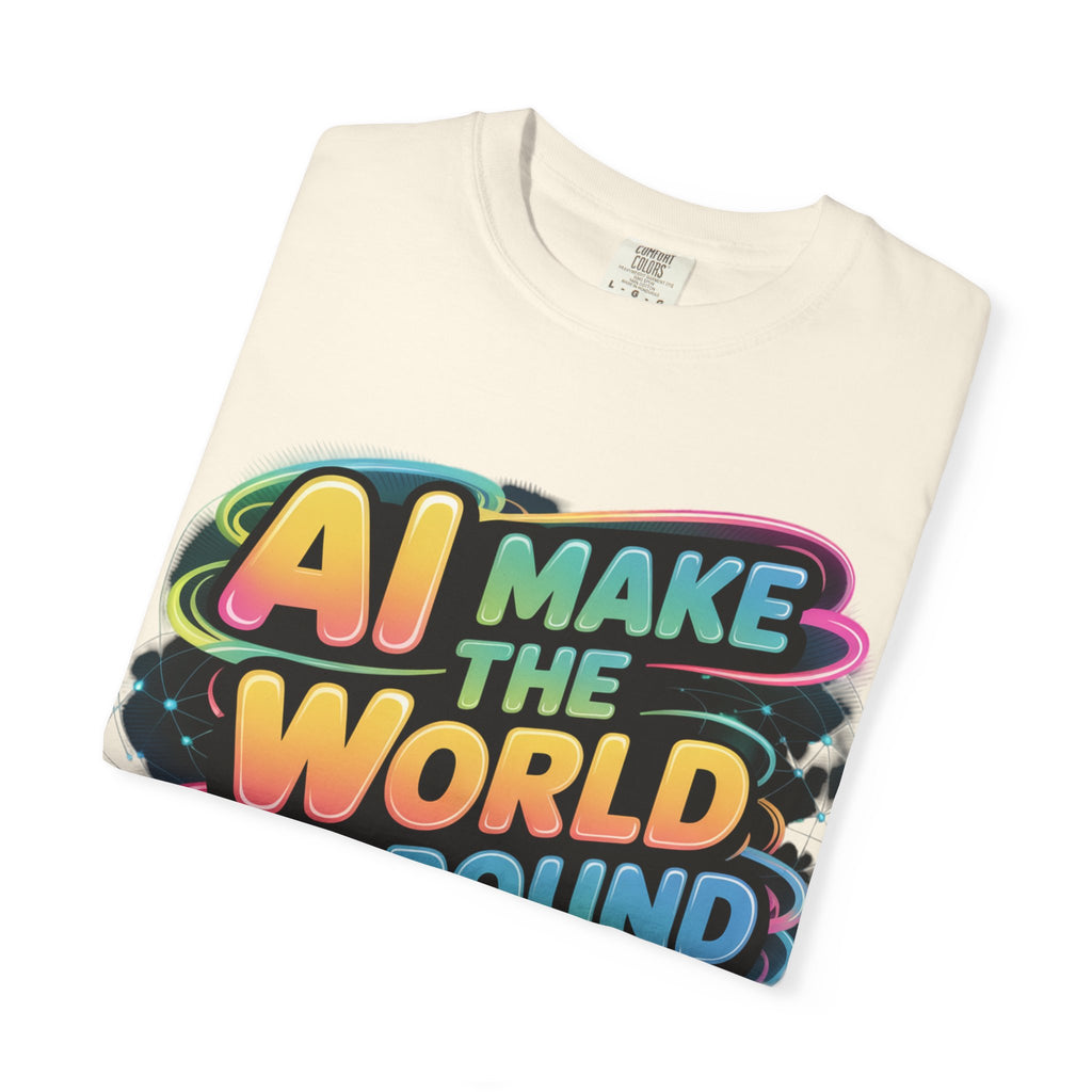 AI MAKE THE WORLD GO ROUND  "Techno Orbit" Unisex Garment-Dyed T-shirt