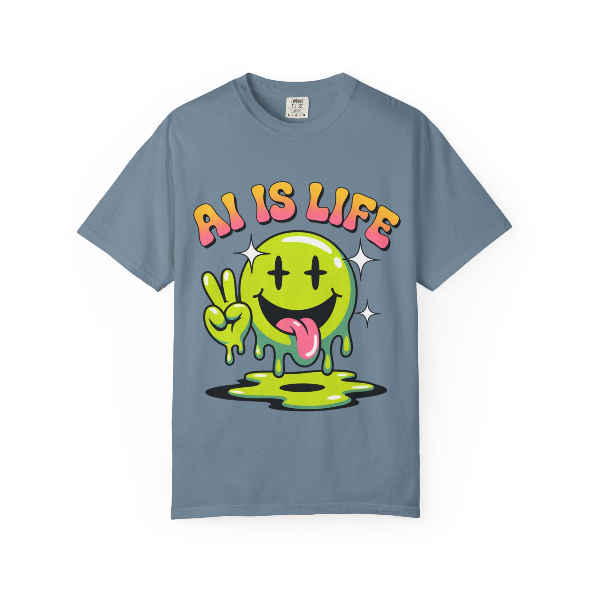 AI IS LIFE "Happy Glitch" Unisex Garment-Dyed T-shirt