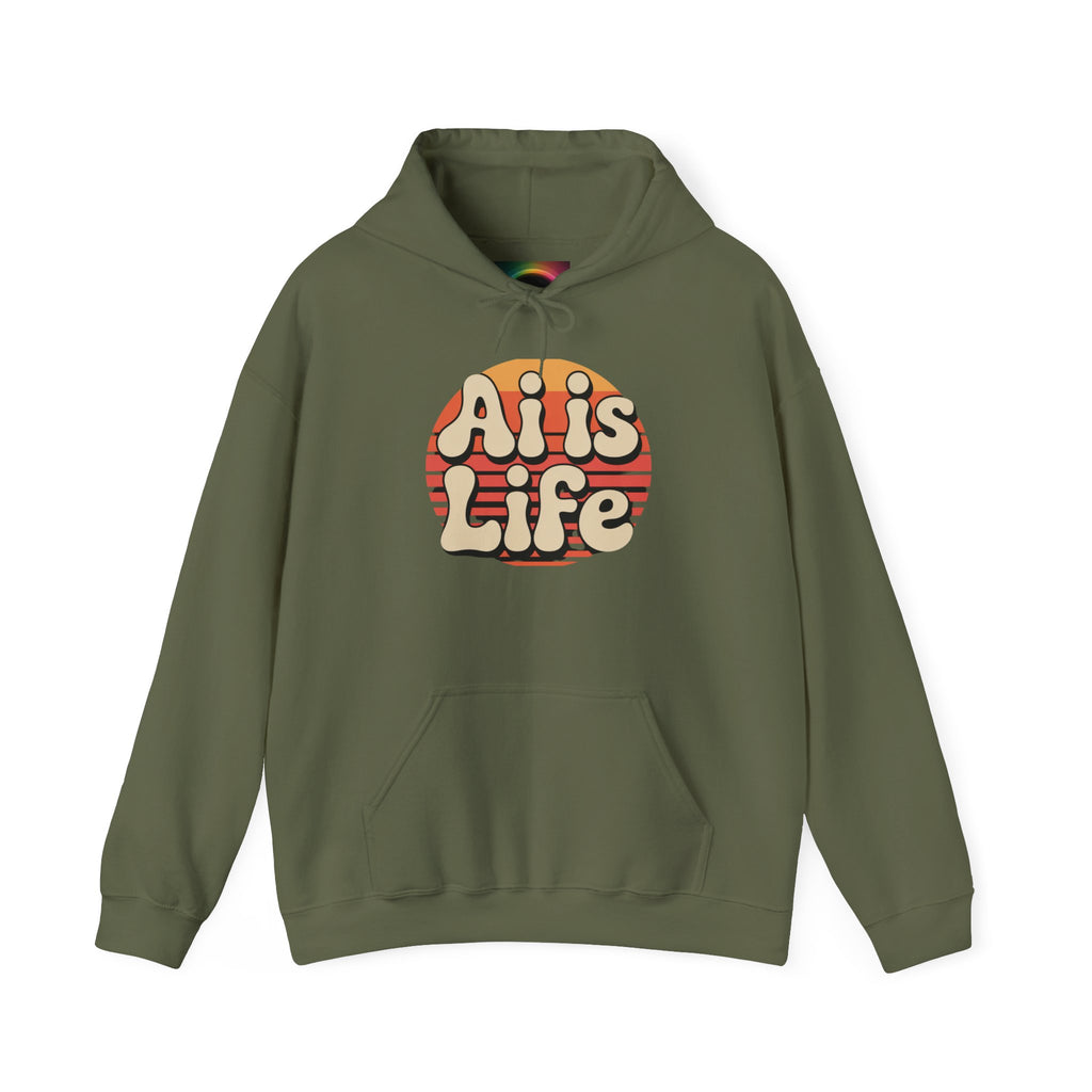 AI is Life "SUNSET CIRCUITRY" Unisex Minimal Blank Hooded Sweatshirt