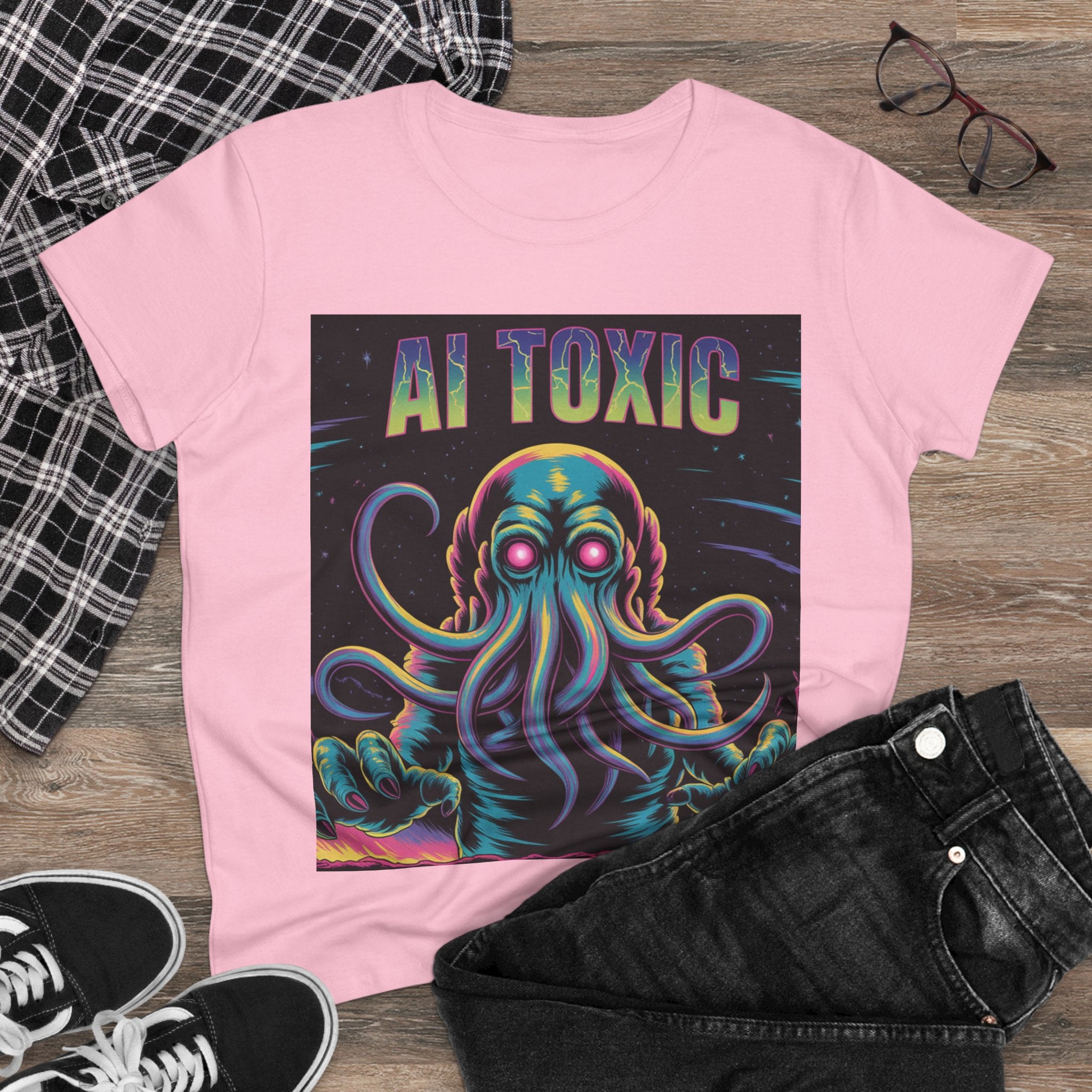 AI TOXIC  "Data Overlord" Women's Midweight Cotton Tee