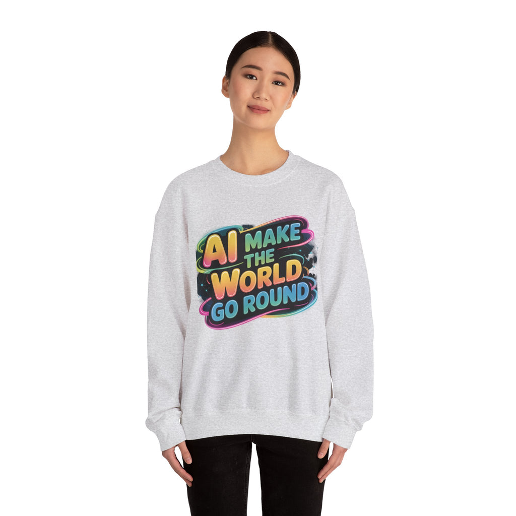 AI MAKE THE WORLD GO ROUND  "Techno Orbit"  Heavy Blend™ Crewneck Sweatshirt