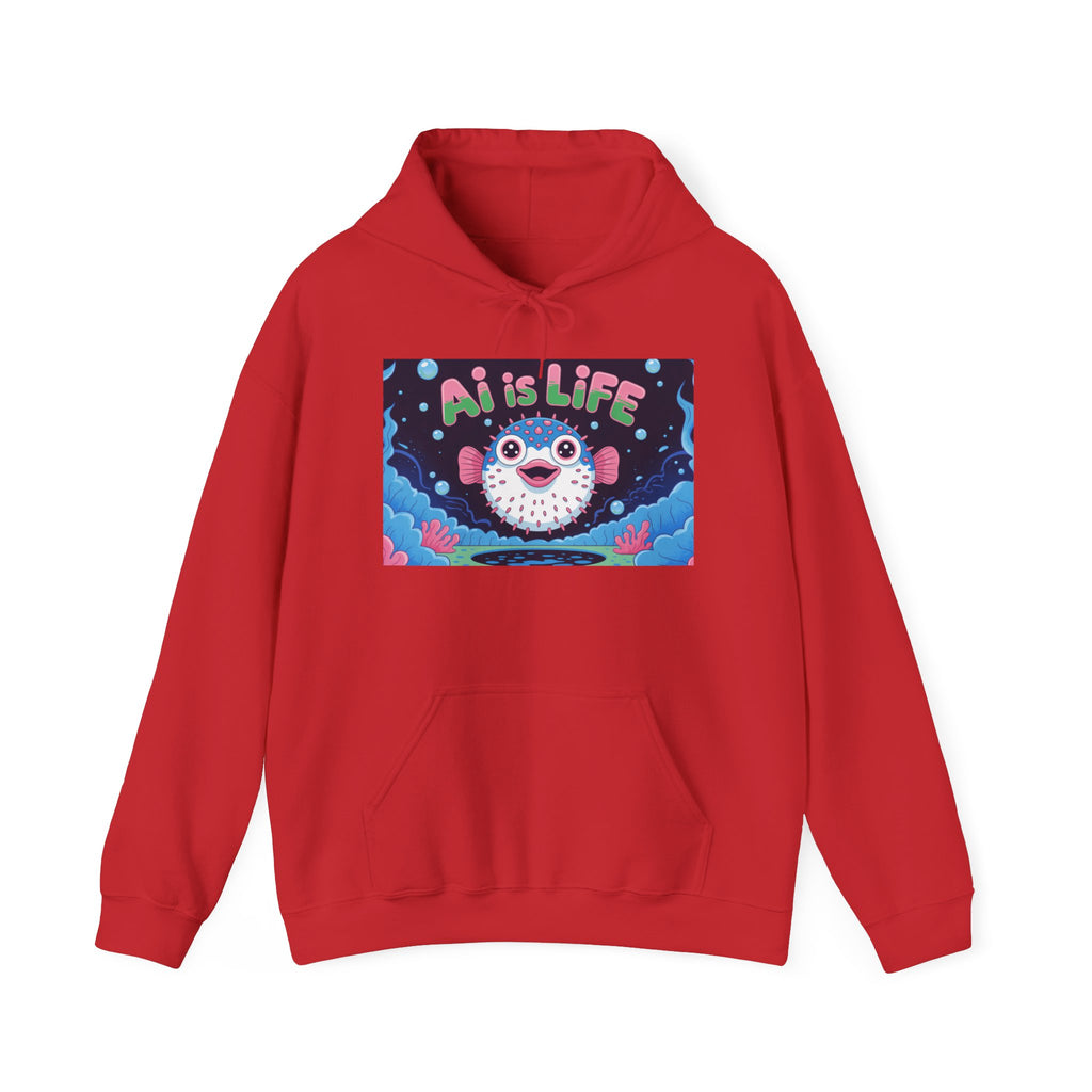 AI is LIFE “Happy Blowfish Energy” Unisex Heavy Blend™ Hooded Sweatshirt