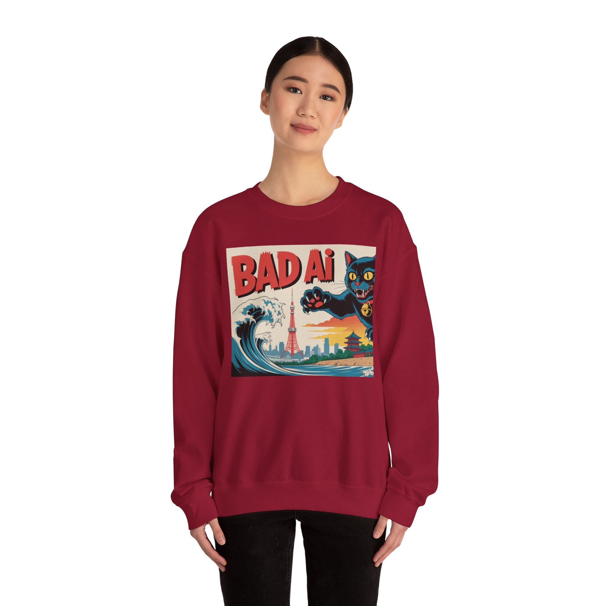 BAD AI  "Kaiju Kitty"  Unisex Heavy Blend™ Crewneck Sweatshirt