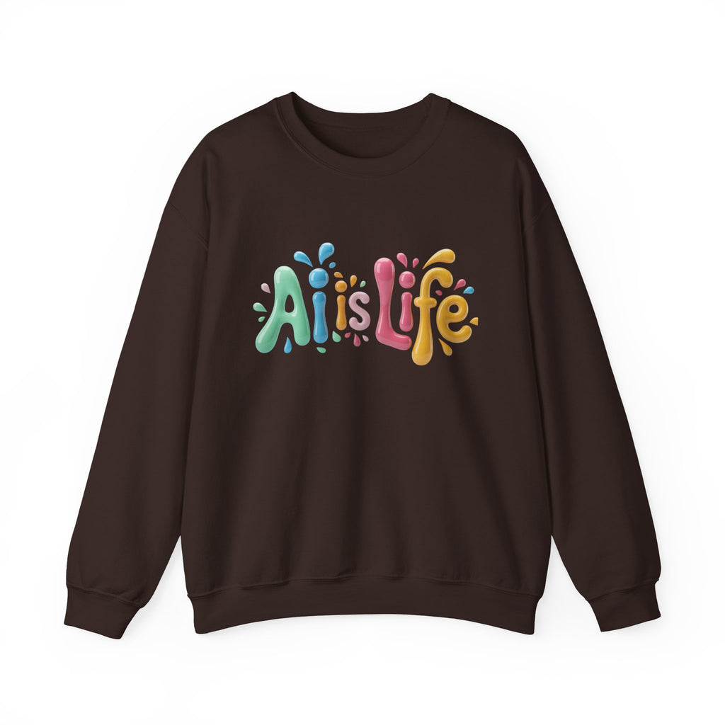 AI IS LIFE  “Colorful Circuit Pop”  Unisex Heavy Blend™ Crewneck Sweatshirt