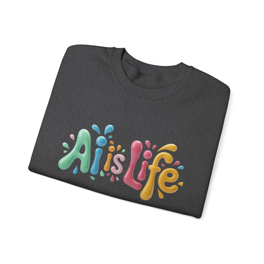 AI IS LIFE  “Colorful Circuit Pop”  Unisex Heavy Blend™ Crewneck Sweatshirt