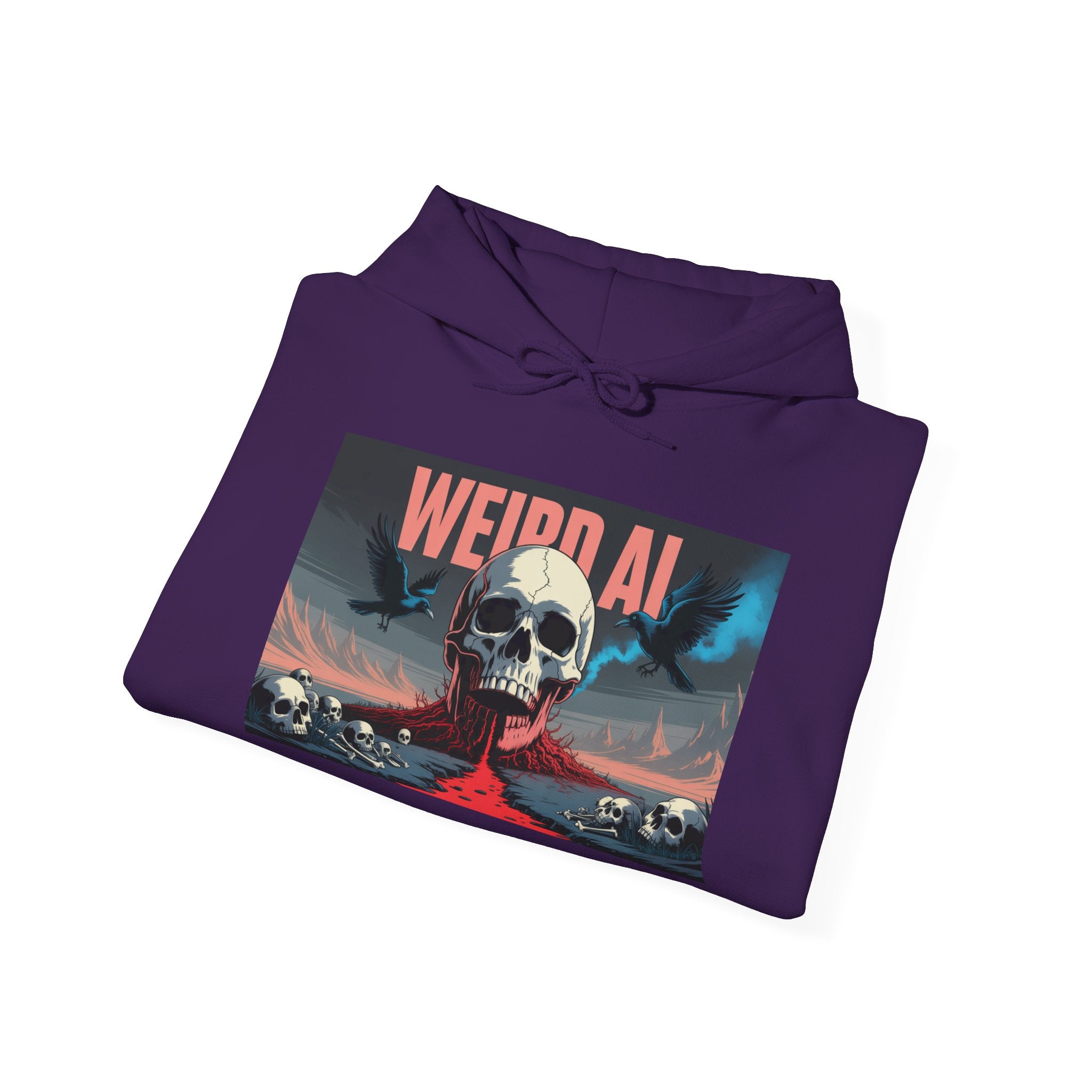 Weird AI " Skeleton Volcano Edition " Unisex Heavy Blend™ Hooded Sweatshirt