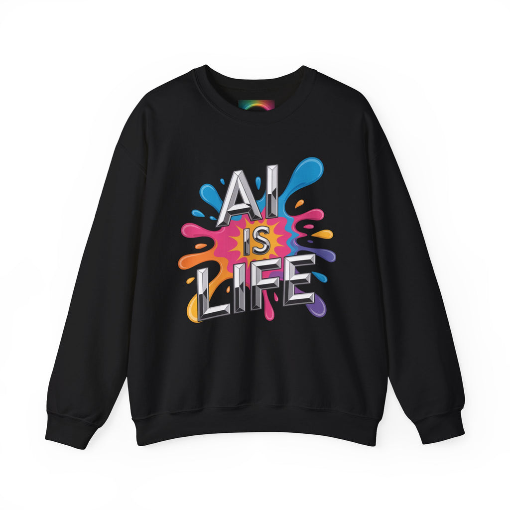 AI is Life "CHROME SPLATTER" Unisex Color Splash Graphic Crewneck Sweatshirt