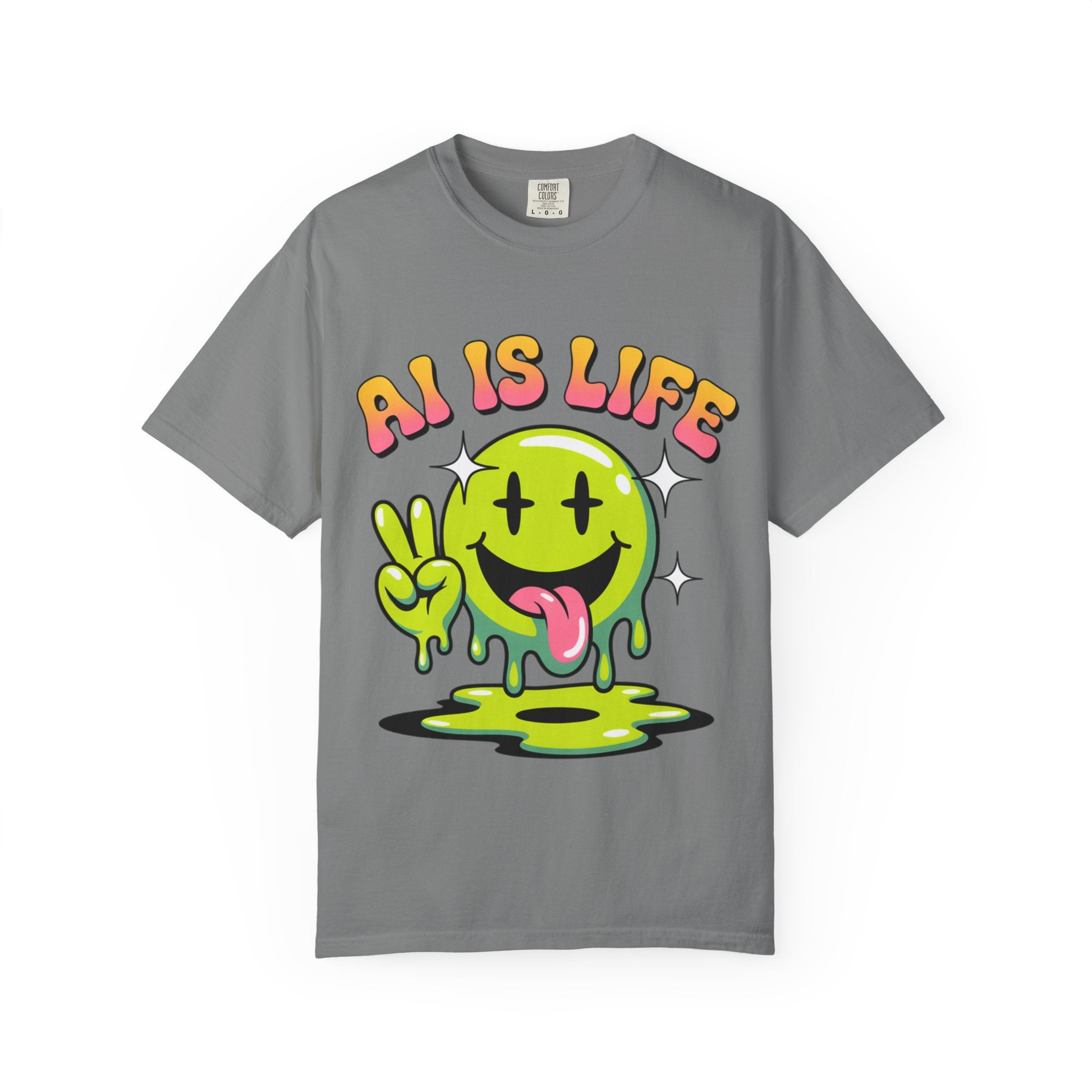 AI IS LIFE "Happy Glitch" Unisex Garment-Dyed T-shirt