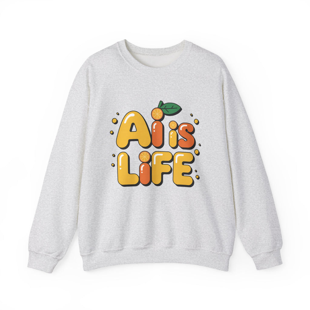 AI is LIFE  "Orange Overclock" Unisex Heavy Blend™ Crewneck Sweatshirt