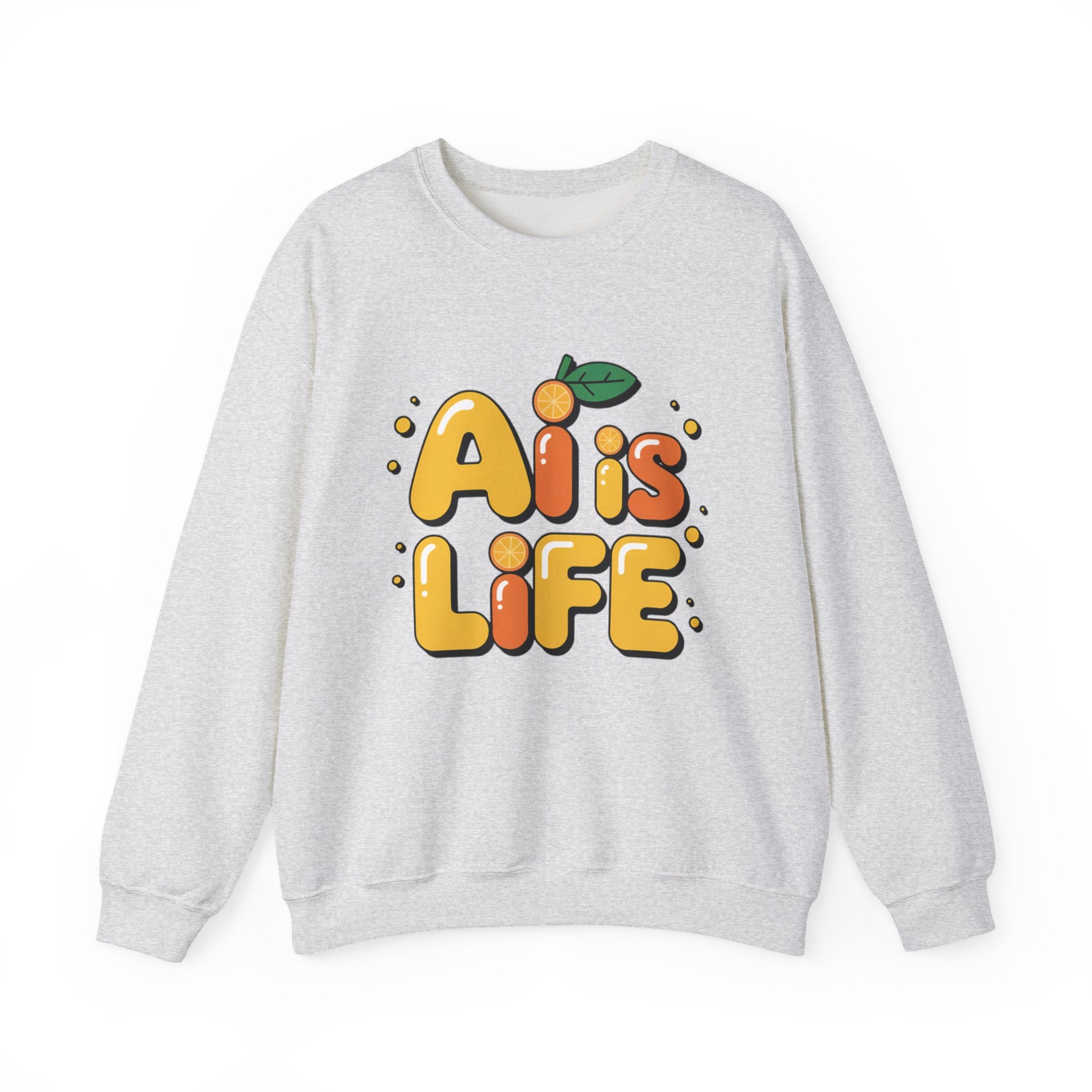 AI is LIFE  "Orange Overclock" Unisex Heavy Blend™ Crewneck Sweatshirt