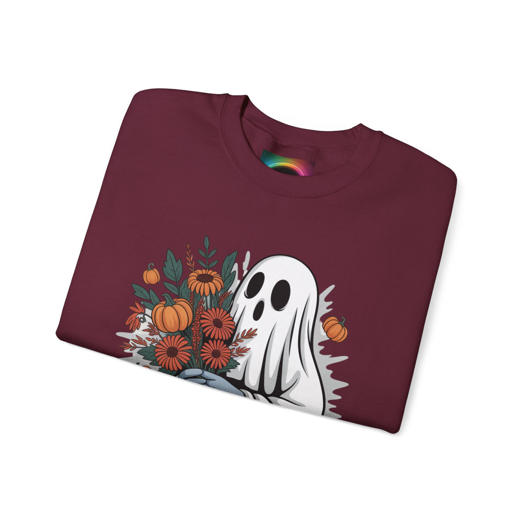 AI Weird "Glitch Garden  Ghost" Unisex Garment-Dyed Sweatshirt