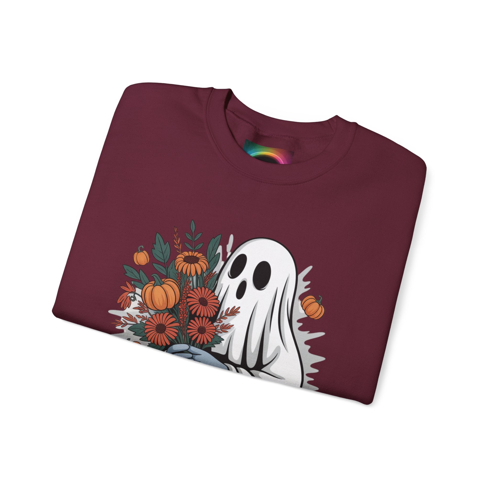 AI Weird "Glitch Garden  Ghost" Unisex Garment-Dyed Sweatshirt