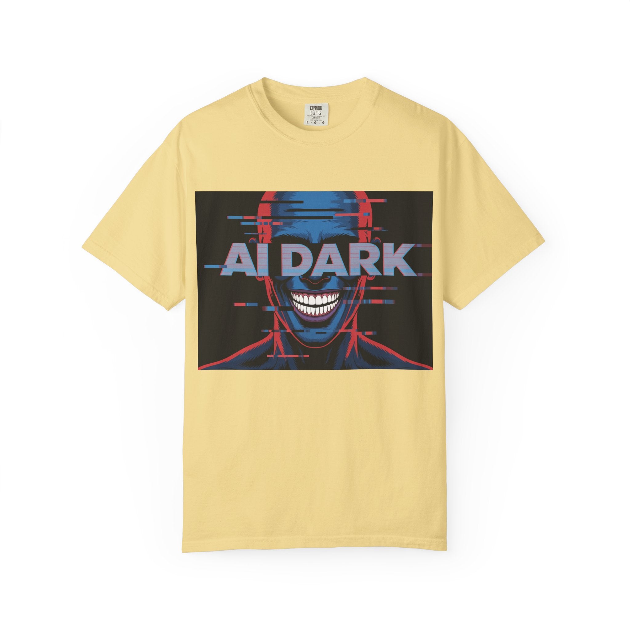 AI DARK " Deepcore Distortion — Cyberpunk Smiling Skull Tee