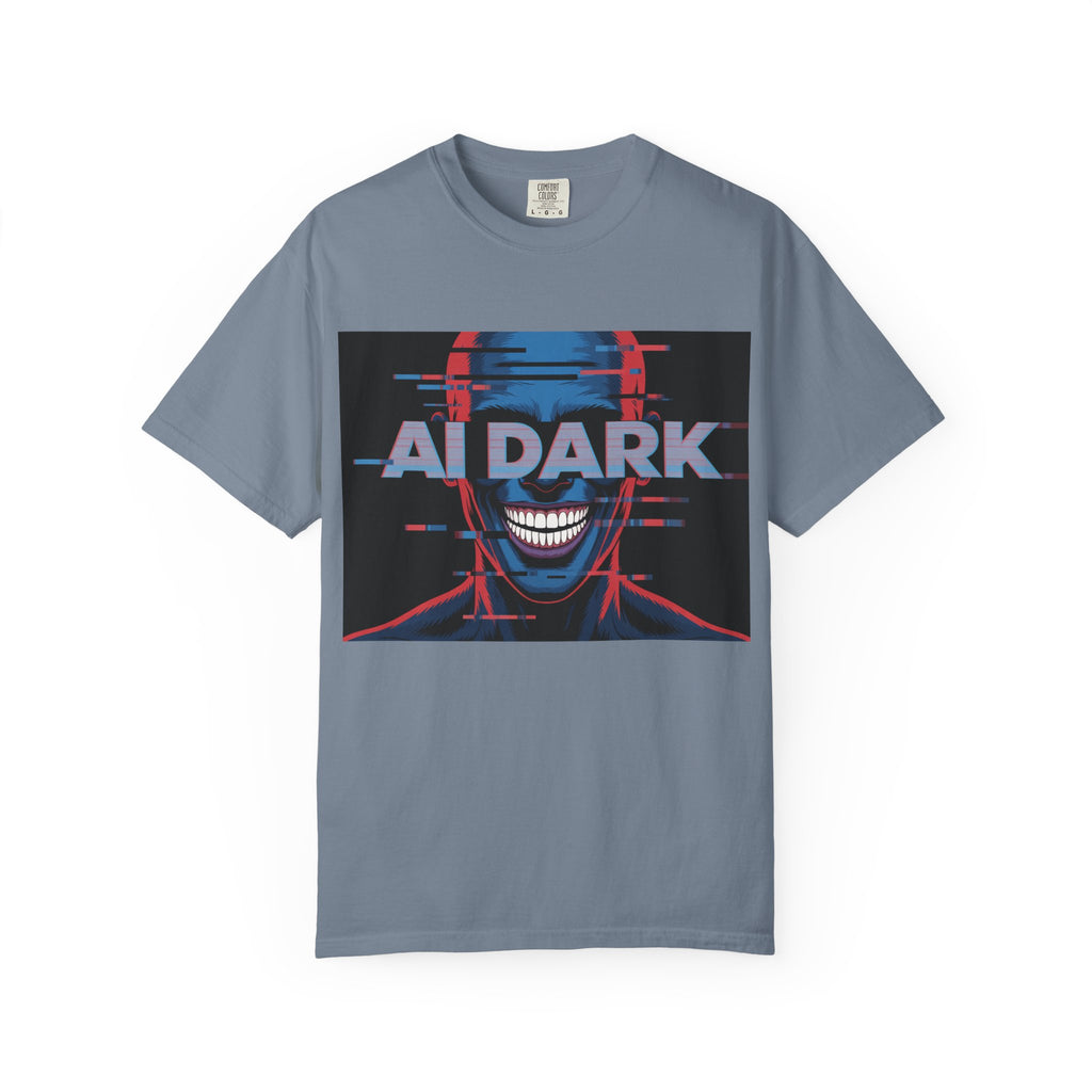 AI DARK " Deepcore Distortion — Cyberpunk Smiling Skull Tee