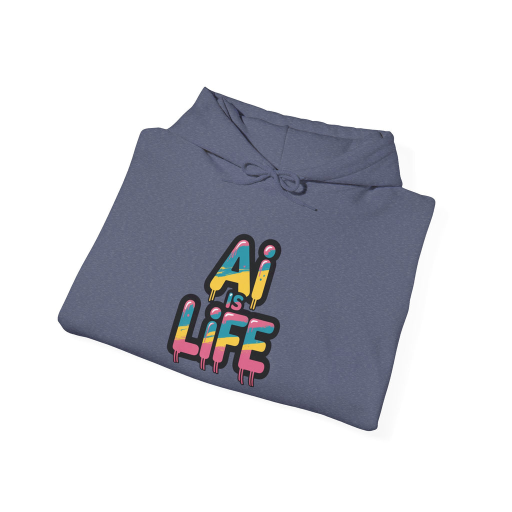 AI IS LIFE " Neon Circuit "  Unisex Heavy Blend™ Hooded Sweatshirt