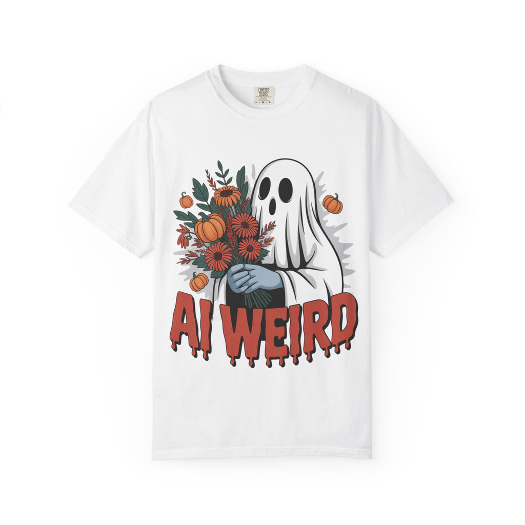 AI WEIRD "Glitch Garden Ghost" Unisex Garment-Dyed T-shirt