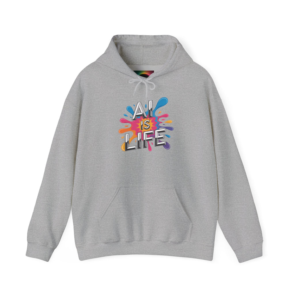 AI is Life "CHROME SPLATTER" Unisex Graphic Pullover Hoodie
