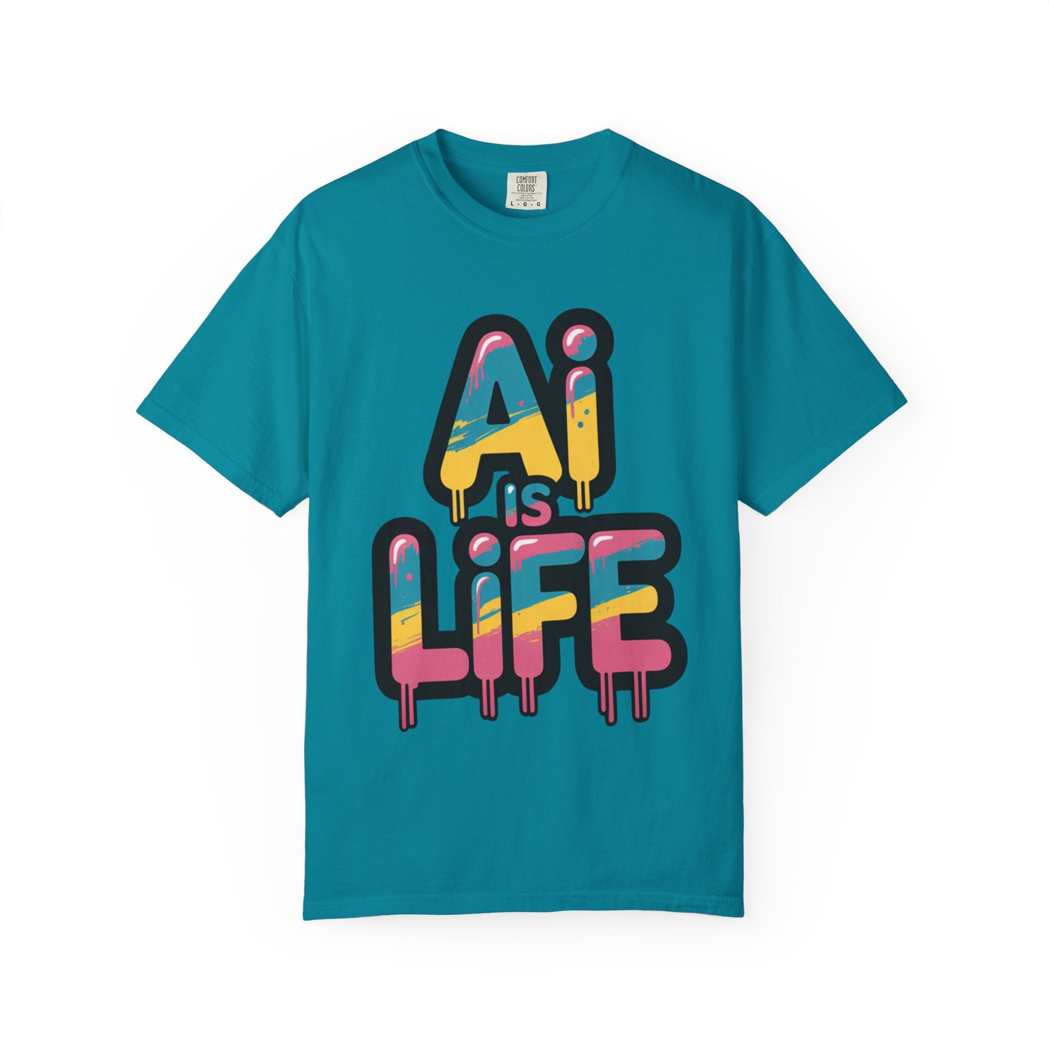 AI IS LIFE  " Neon Circuit " Unisex Garment-Dyed T-shirt