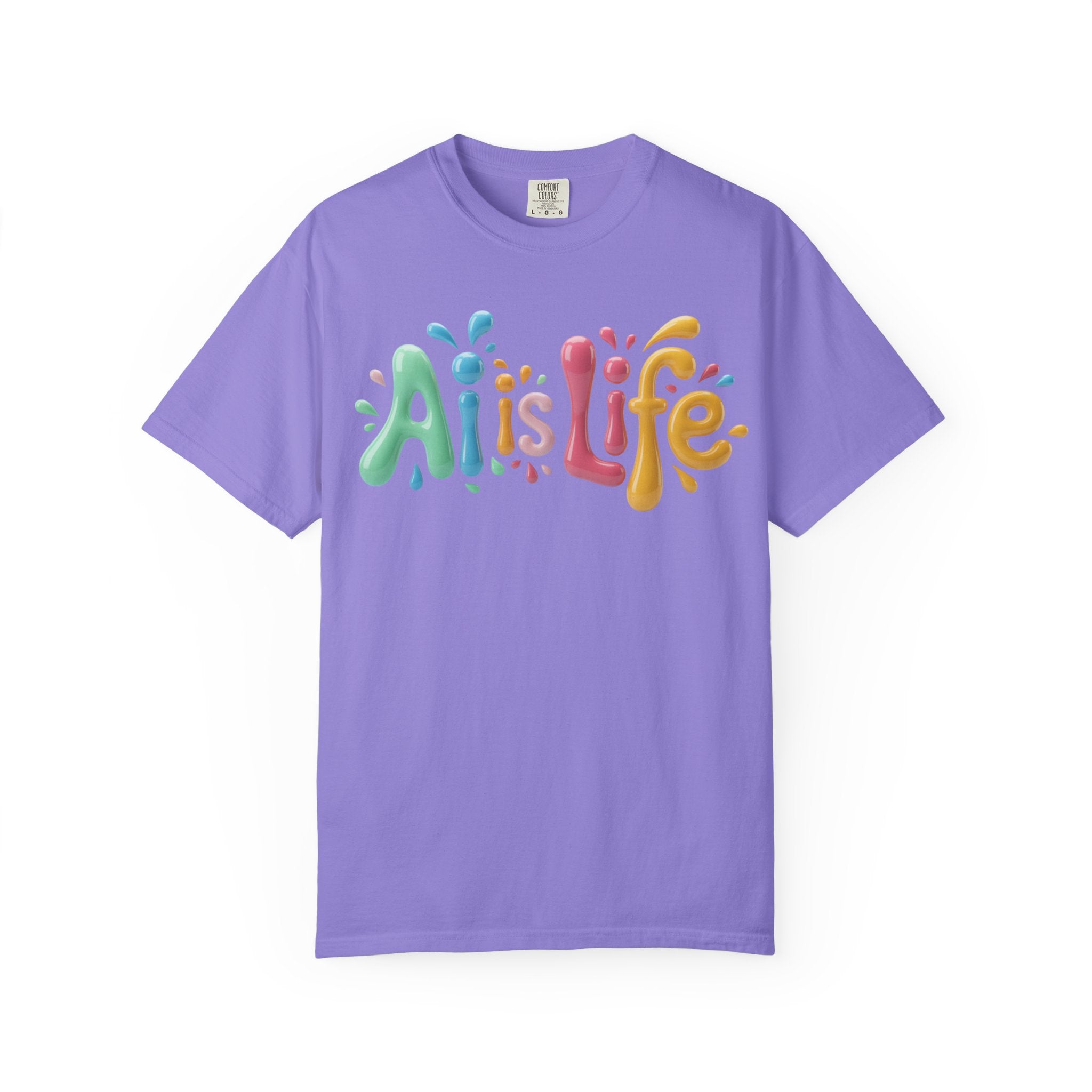 AI IS LIFE  “Colorful Circuit Pop”  Unisex Garment-Dyed T-shirt