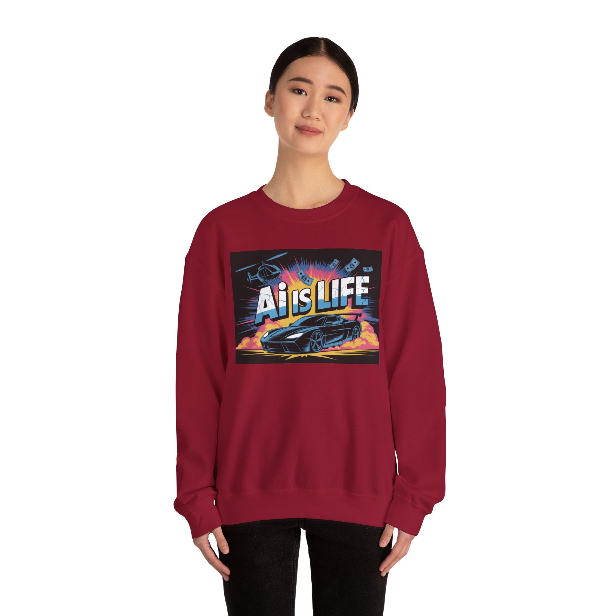 AI Is Life  "Action Mode”  Unisex Heavy Blend™ Crewneck Sweatshirt