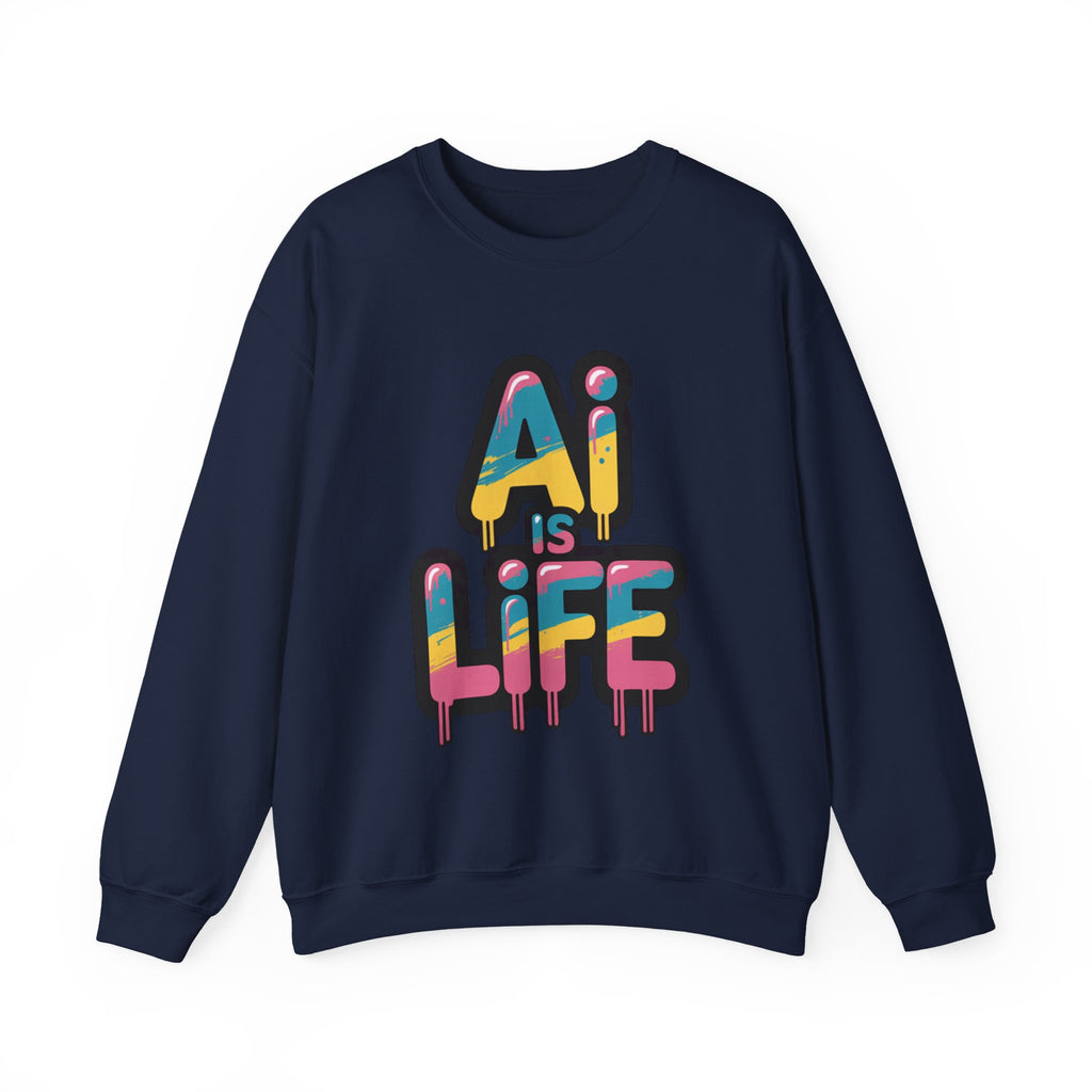 AI IS LIFE " Neon Circuit " Unisex Heavy Blend™ Crewneck Sweatshirt